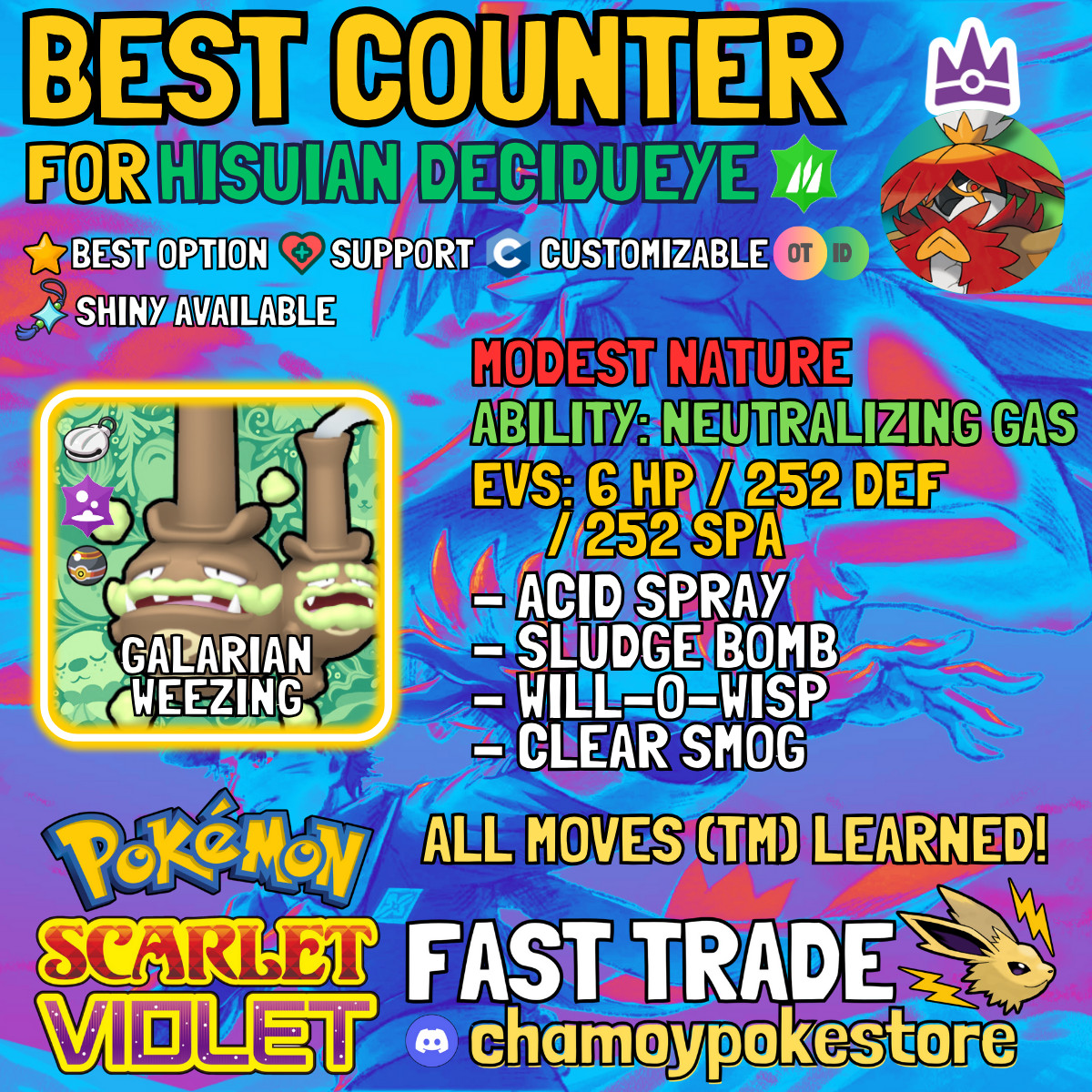HISUIAN DECIDUEYE Tera Raid Counters ⚡ 6IV BUNDLE ⚡ Pokemon SCARLET and VIOLET