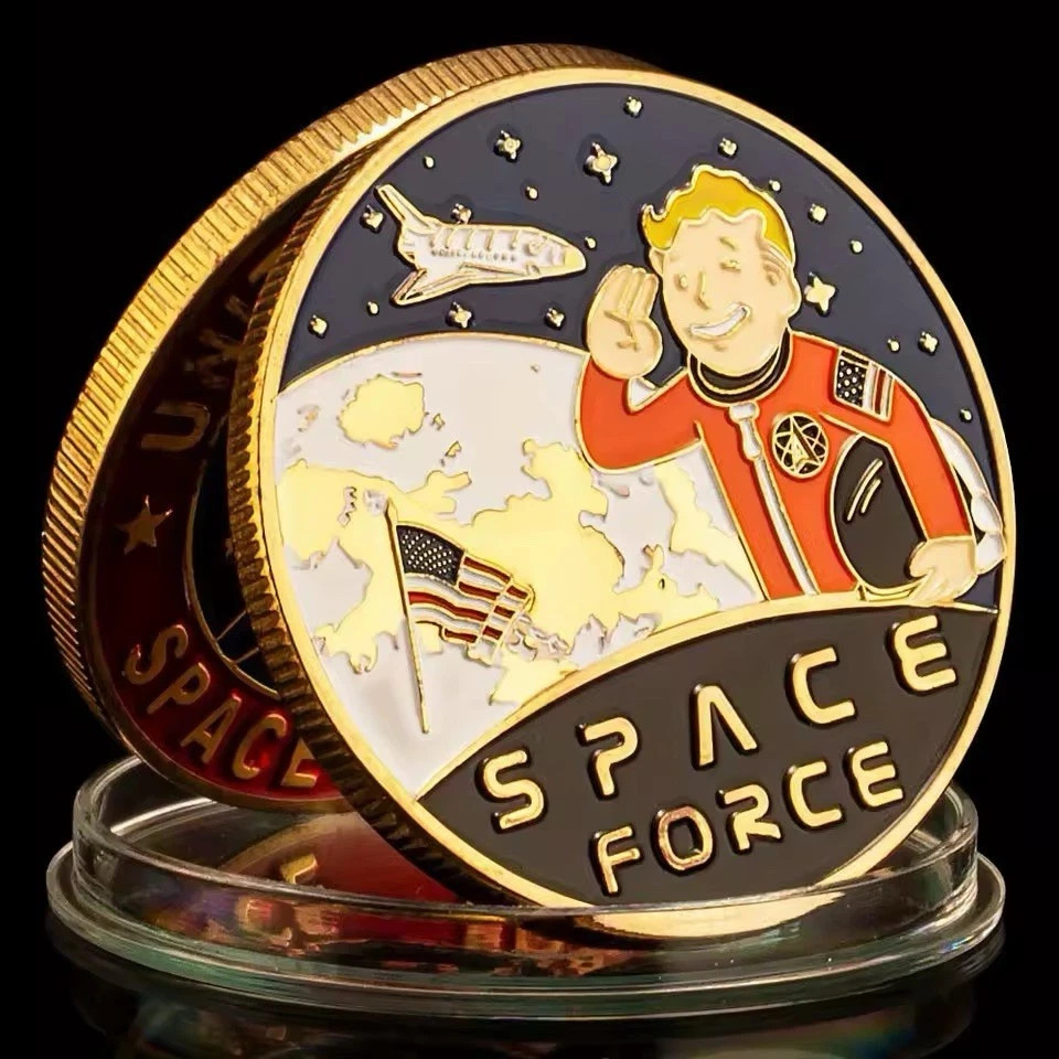 Vault Boy Fallout Themed USA Space Force Commemorative Challenge Coin Gamer Gift