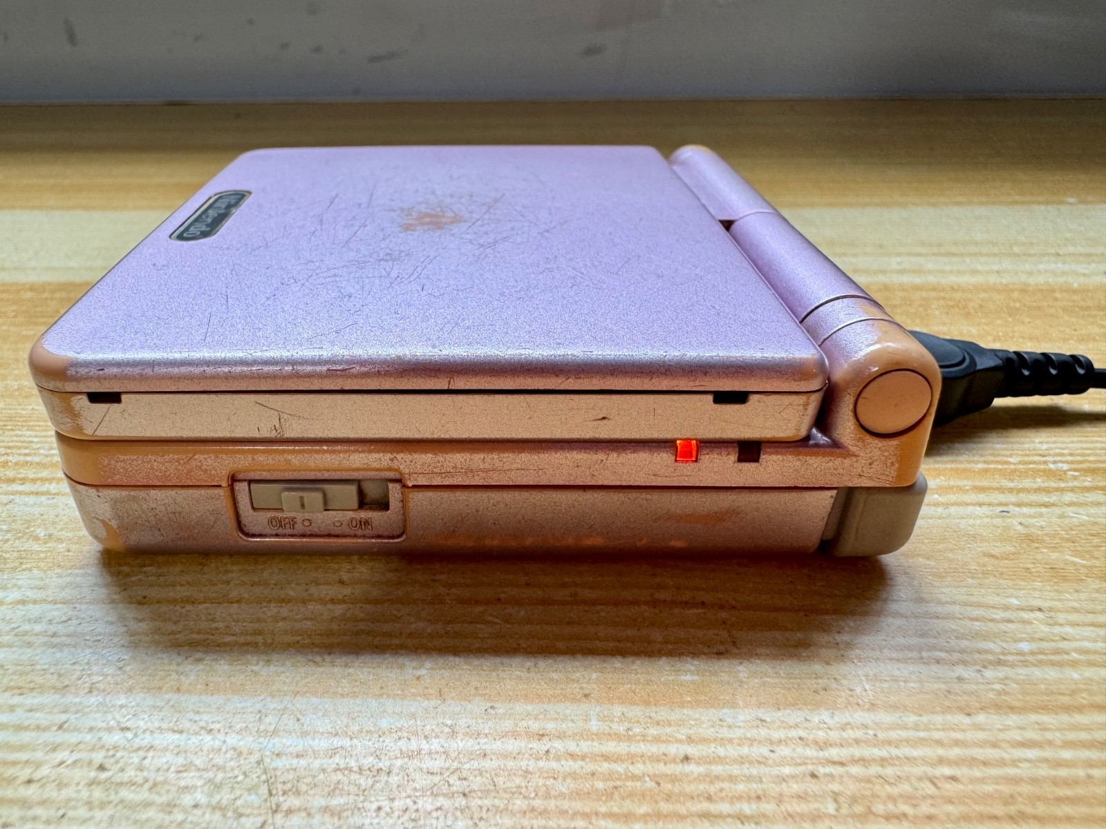 Nintendo Gameboy Advance SP AGS101 Pearl Pink Handheld w/ USB Cable & Battery