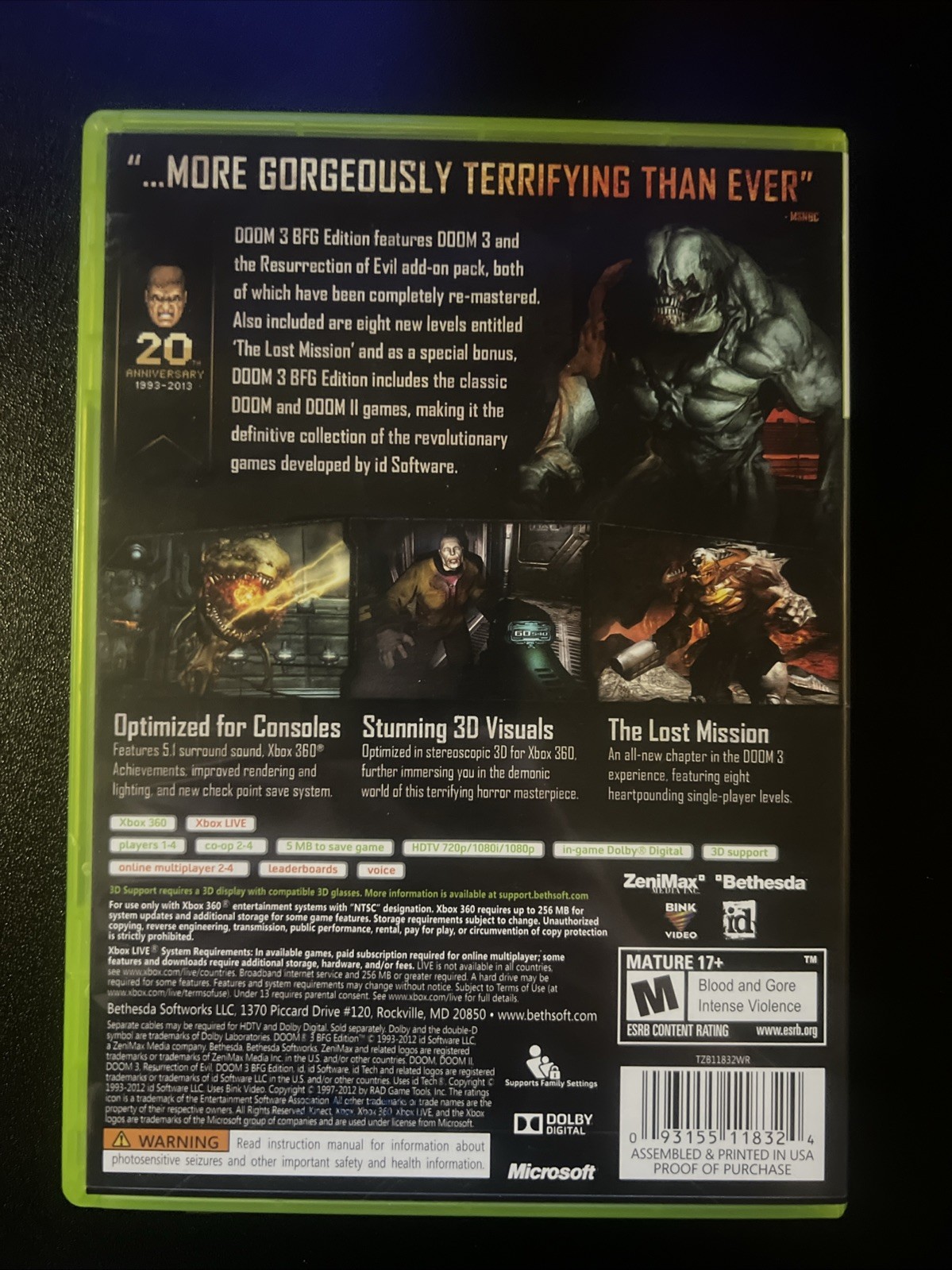 Doom 3 — BFG Edition (Microsoft Xbox 360, 2012)