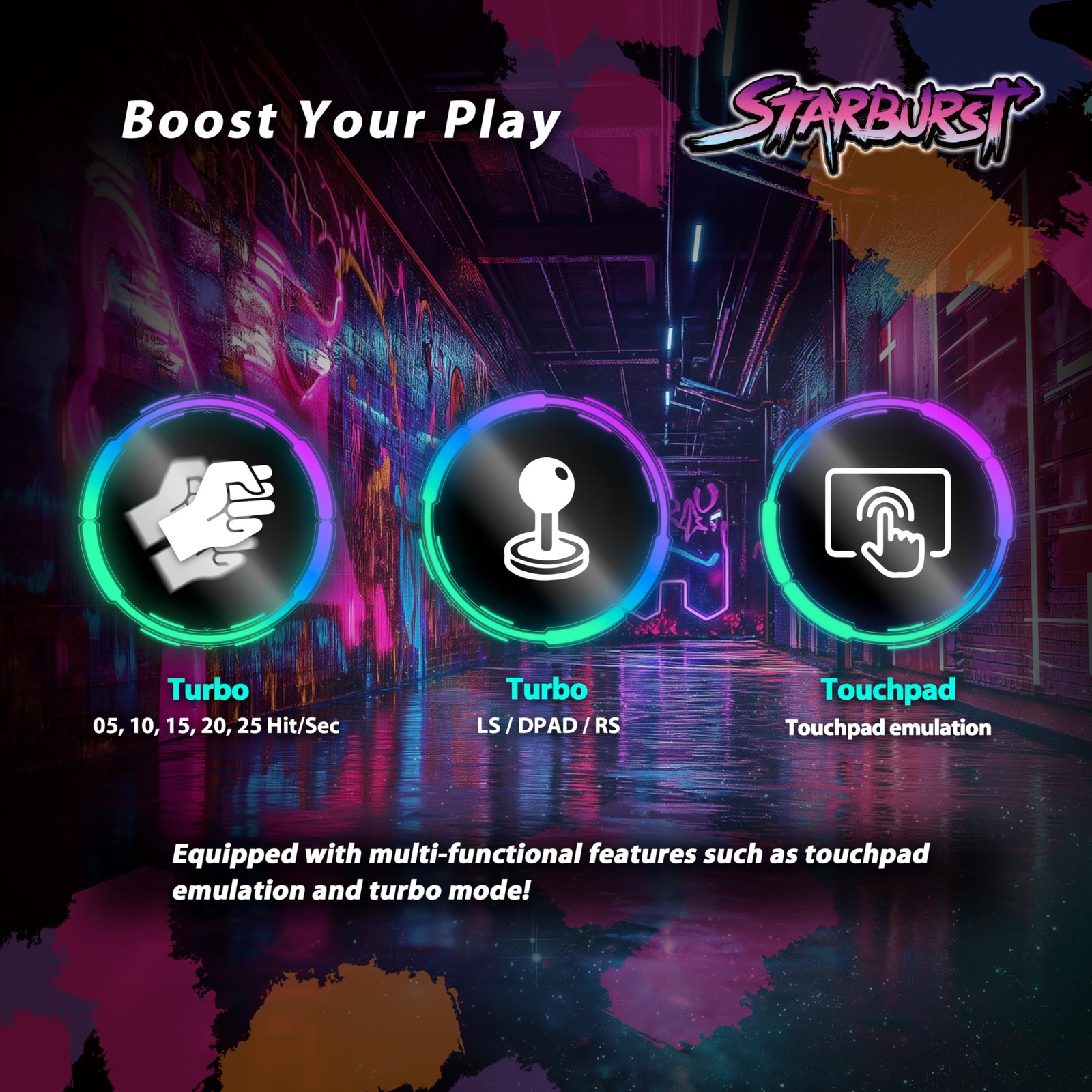 Brook Fighter Starburst All-Button Arcade Controller for PS5, PS4, Xbox Serie…