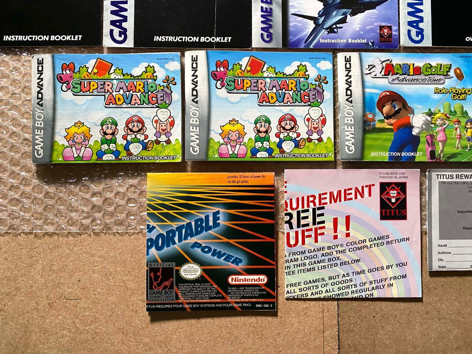 LOT OF 13 Game Boy/GBC/GBA Manuals (Mario Yoshi Pac-Man Bust-A-Move Top Gun)
