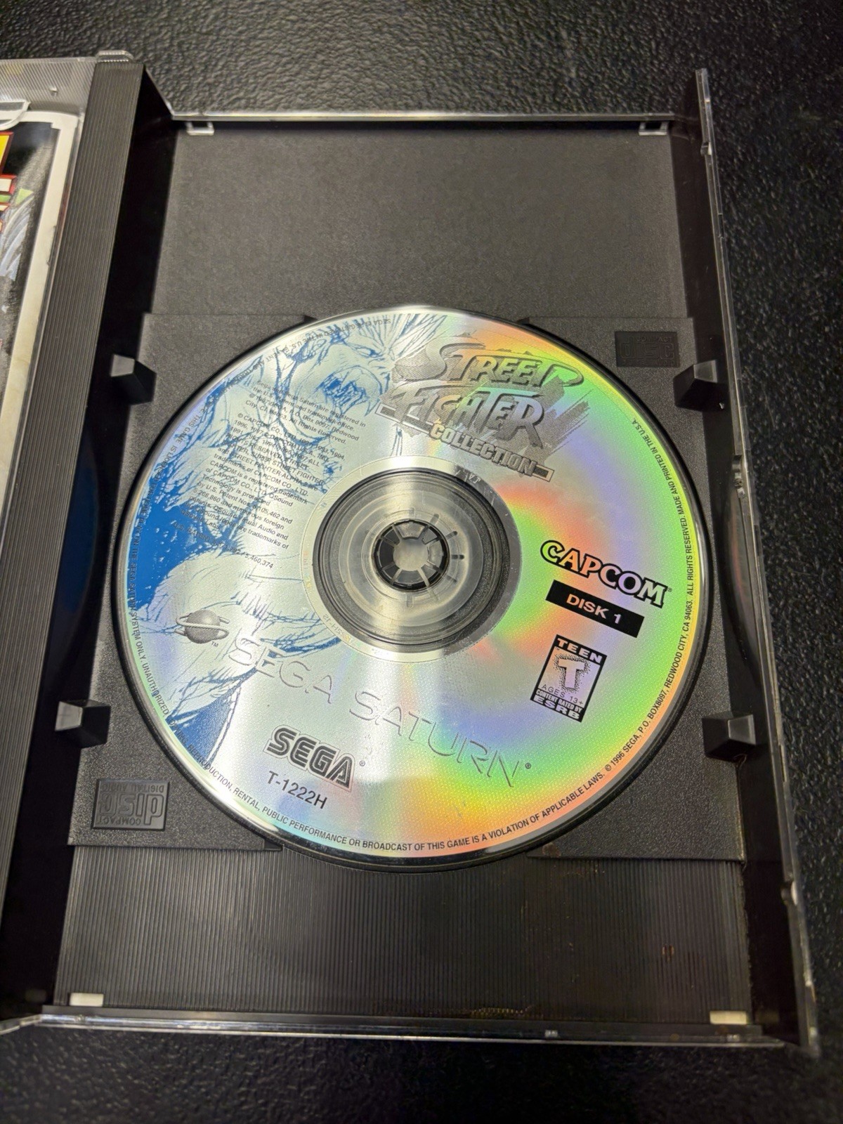 Street Fighter Collection Sega Saturn Case, Manual w/Reg Card & DISC 1 ONLY!
