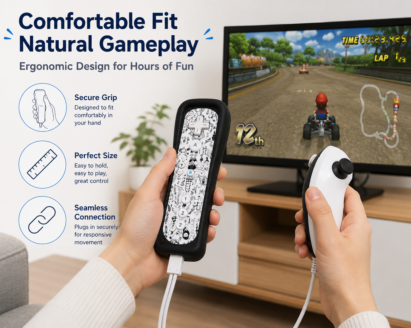 2x Wii Remote Controller Motion Plus + Nunchuk Set For Nintendo Wii Wii U Tested