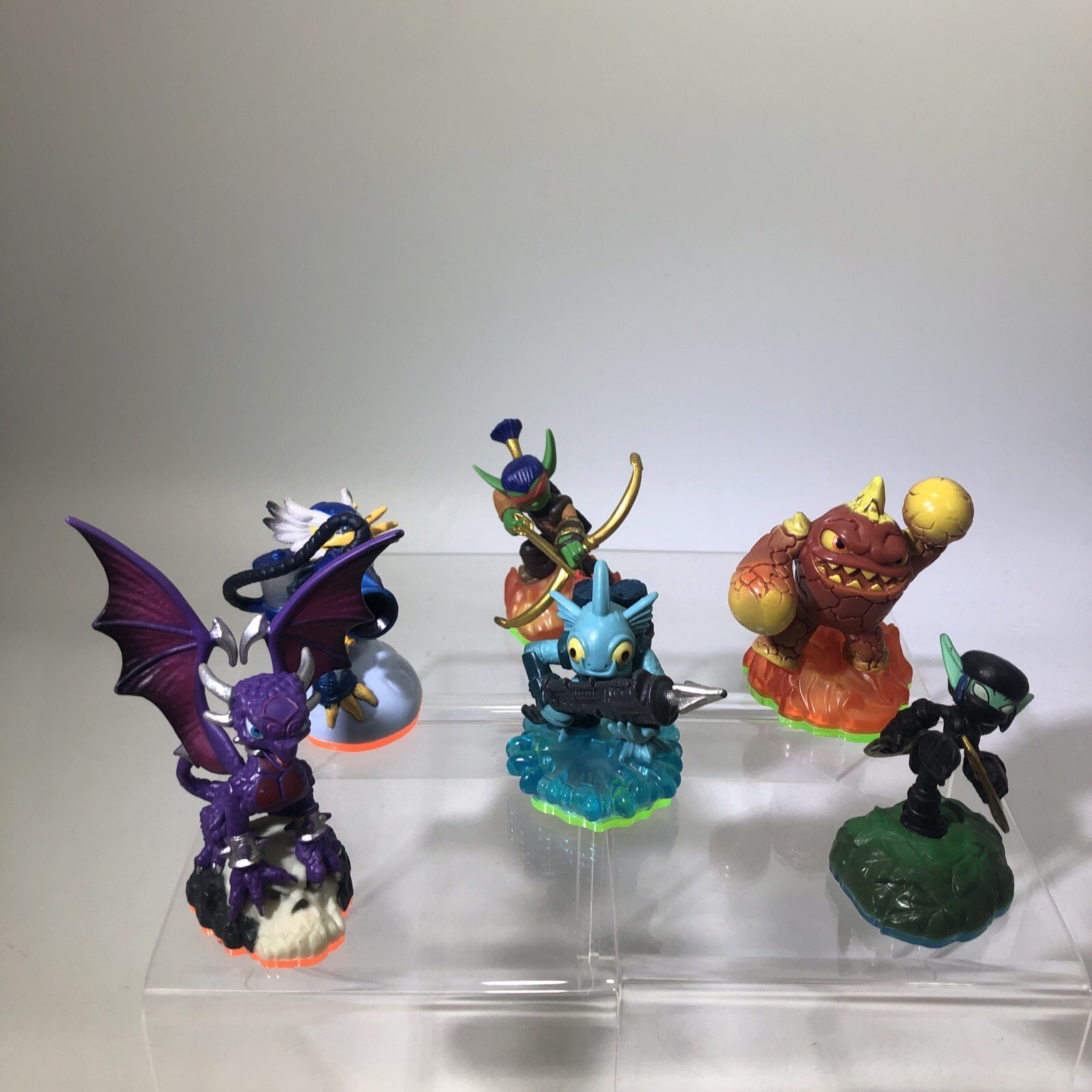 Lot of 6 Skylanders Figures Eruptor, Stealth Elf, Cynder, Gill Grunt, & More