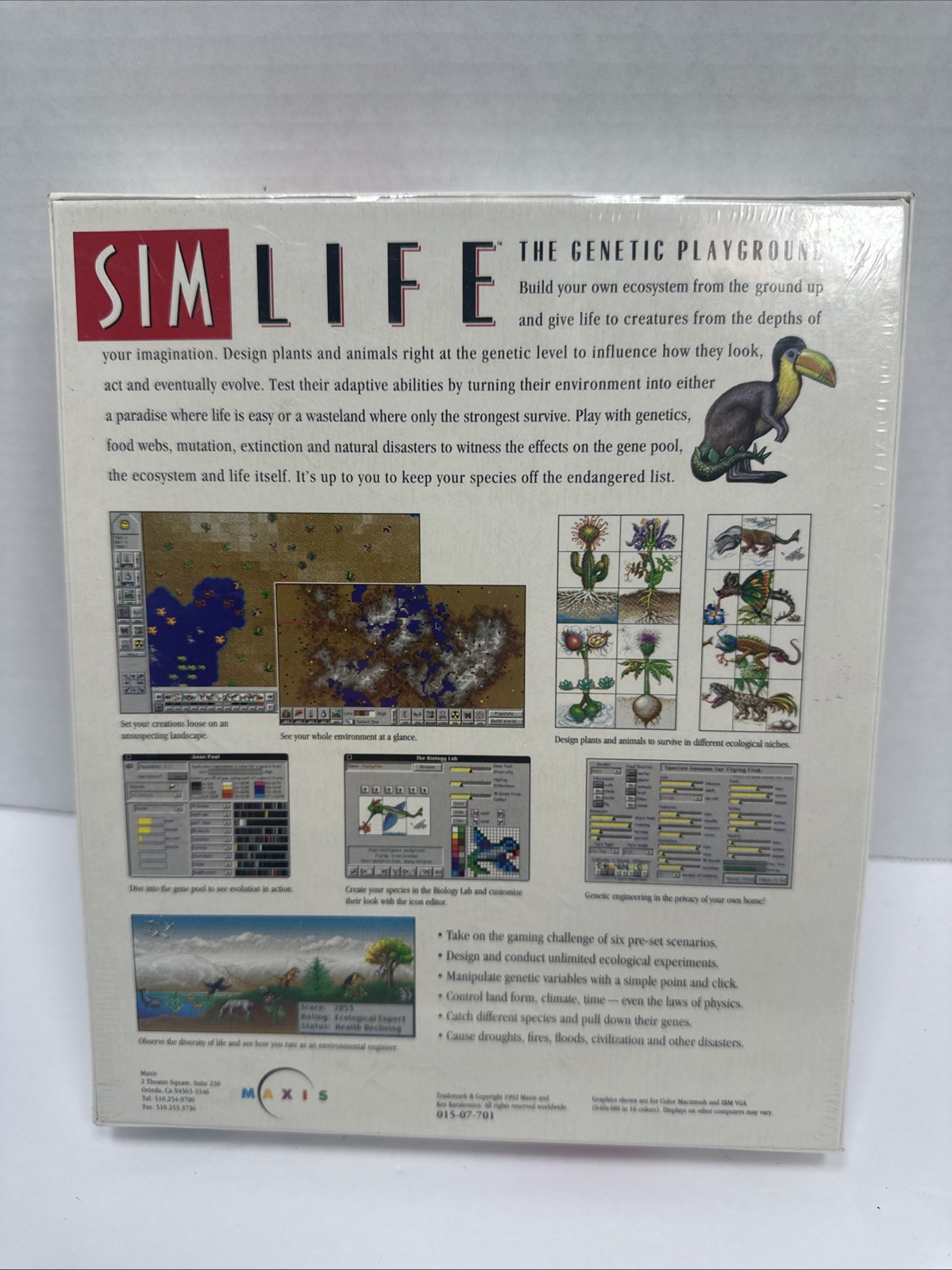 Sim Life: The Genetic Playground, Maxis software, for Windows 1992 BIG BOX New