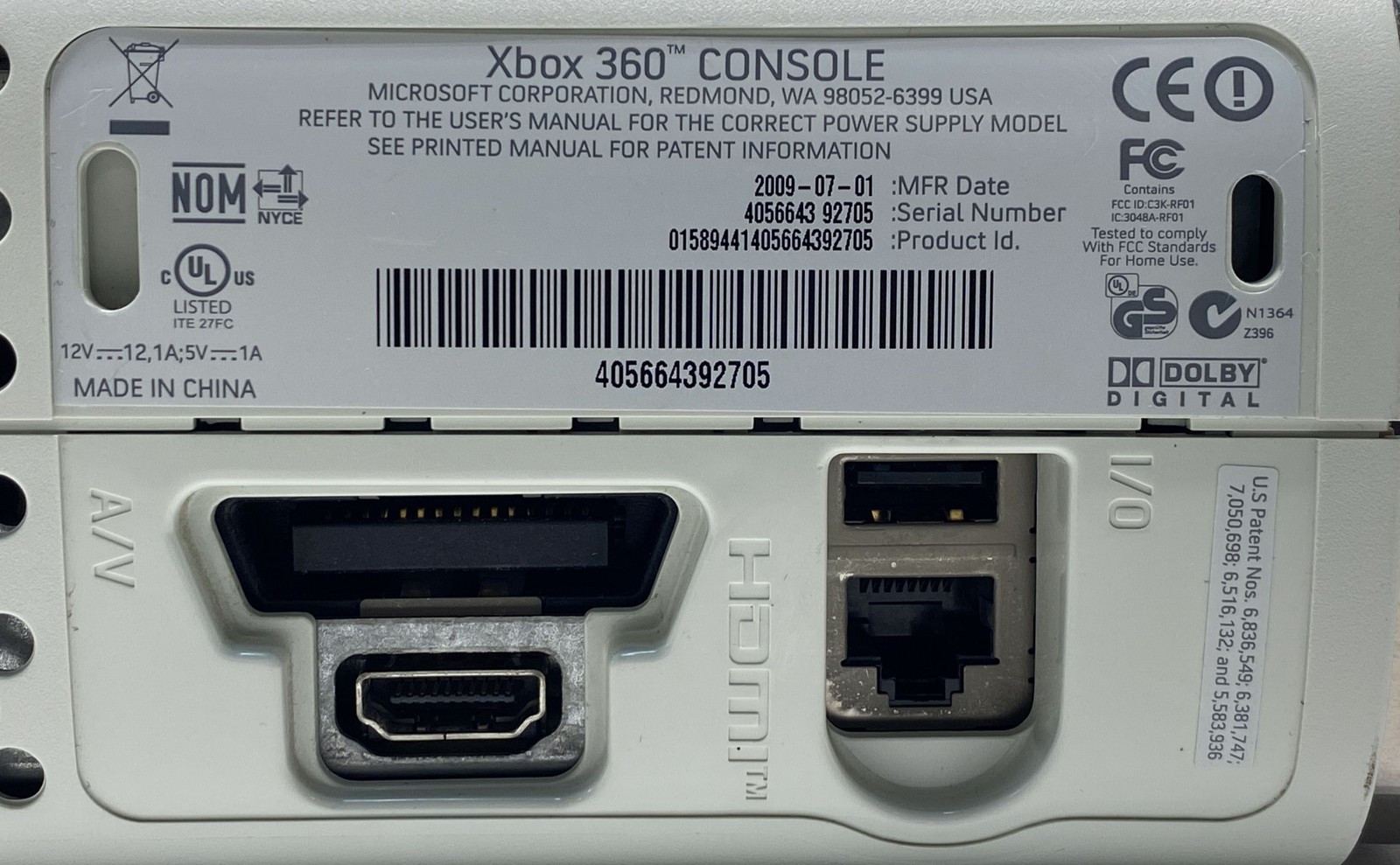 Microsoft Xbox 360 Console 120GB HDD Wireless Adapter Controller For Parts