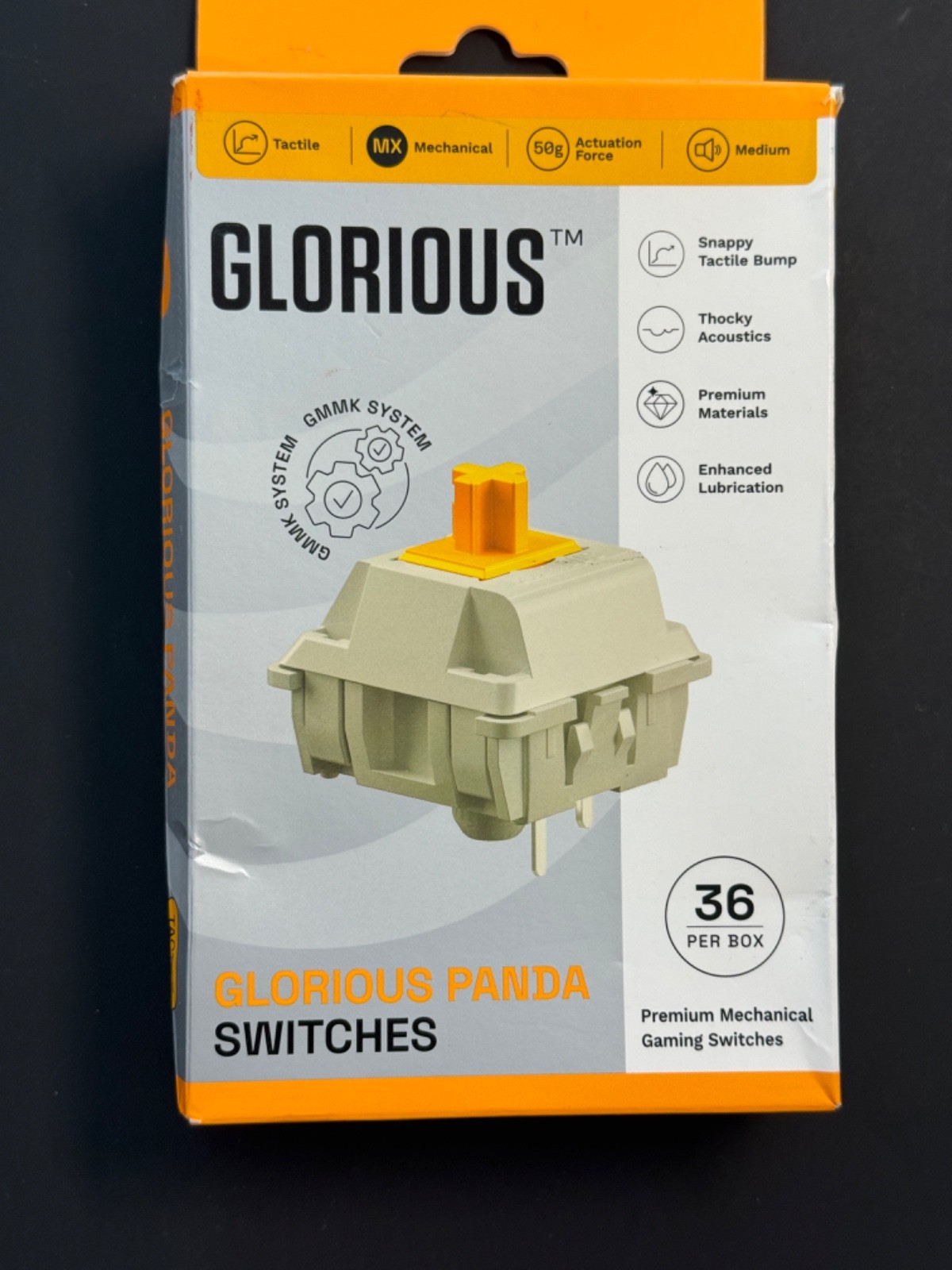 Glorious Lubed Mechanical Keyboard 3-pin Hot Swappable Switches (36x) Tactile VG
