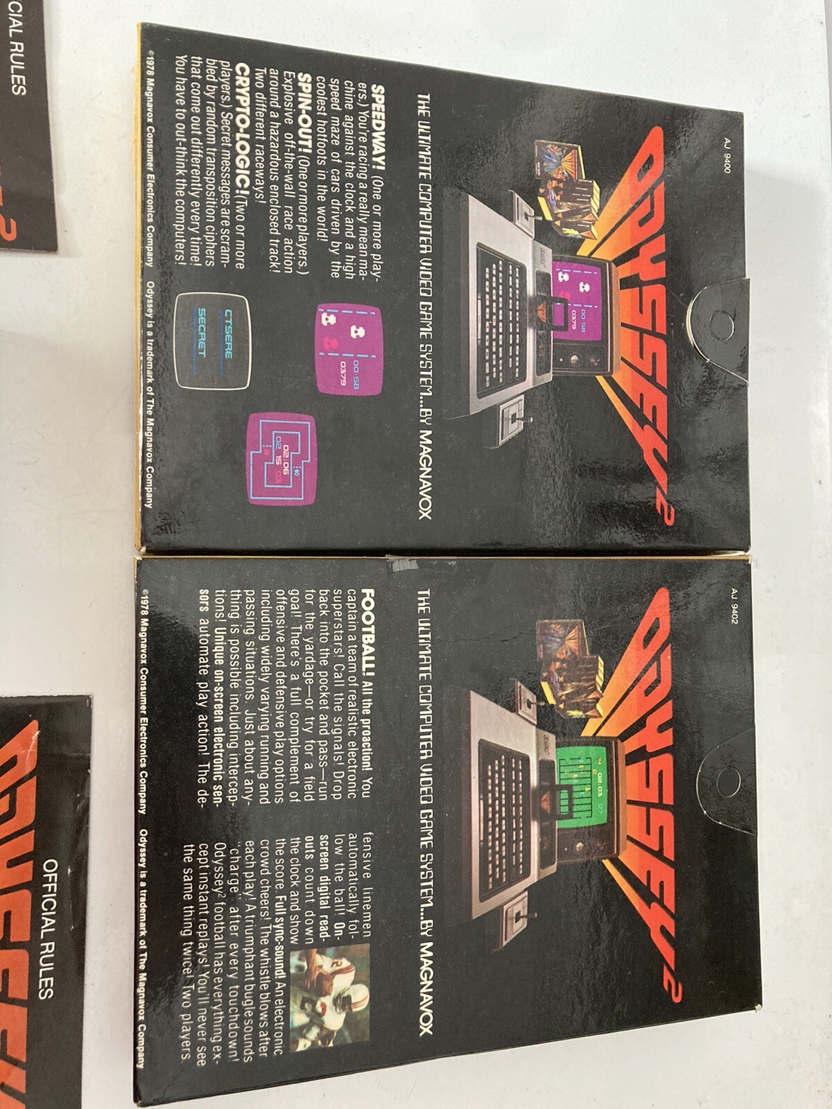 Magnavox Odyssey 2 Vintage Video Game Lot of 2 Football Crypto Logic Speedway