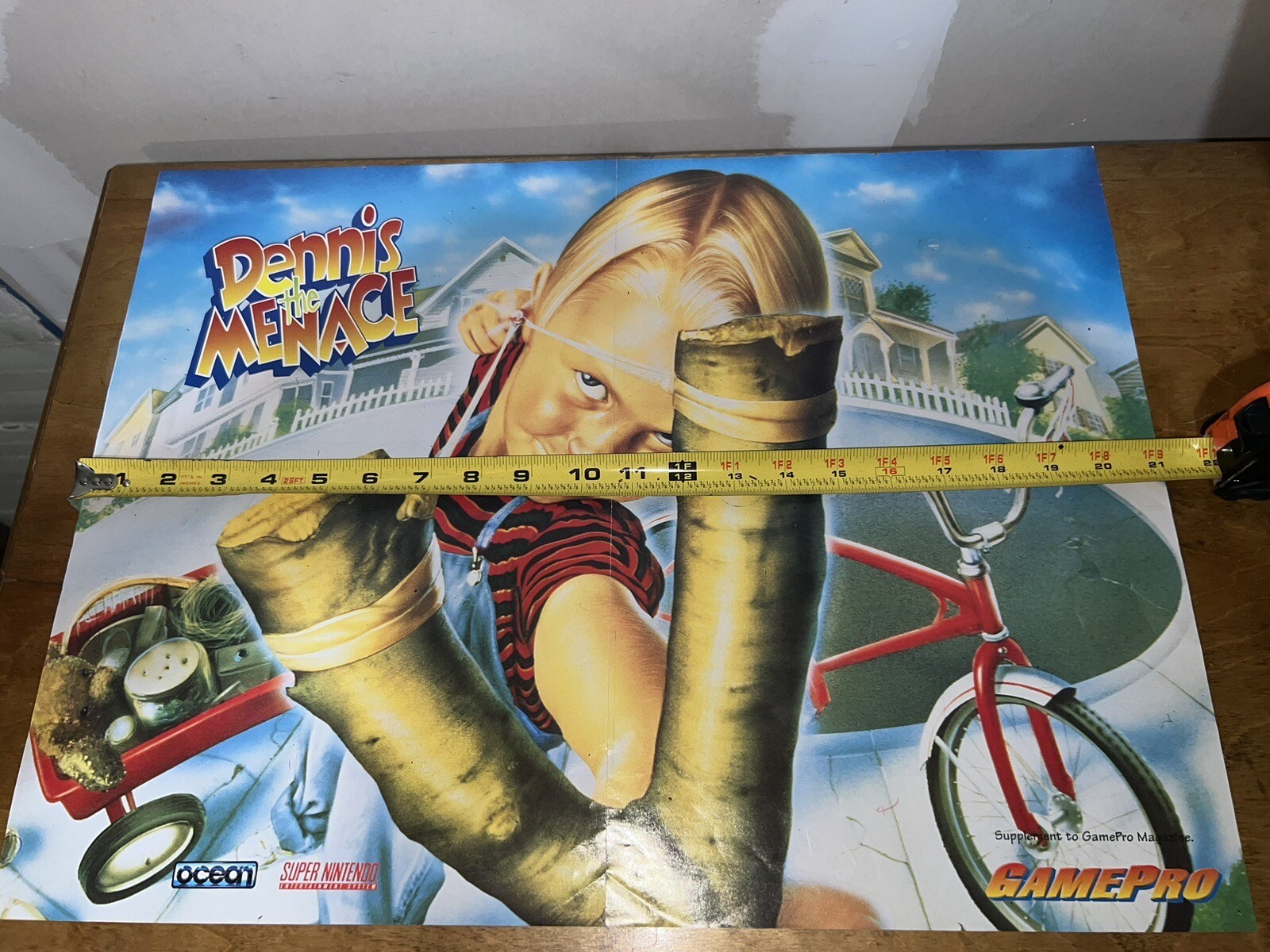 Dennis the Menace Super Nintendo Promo Poster: 2 Sided w/House Map! 1993 Gamepro