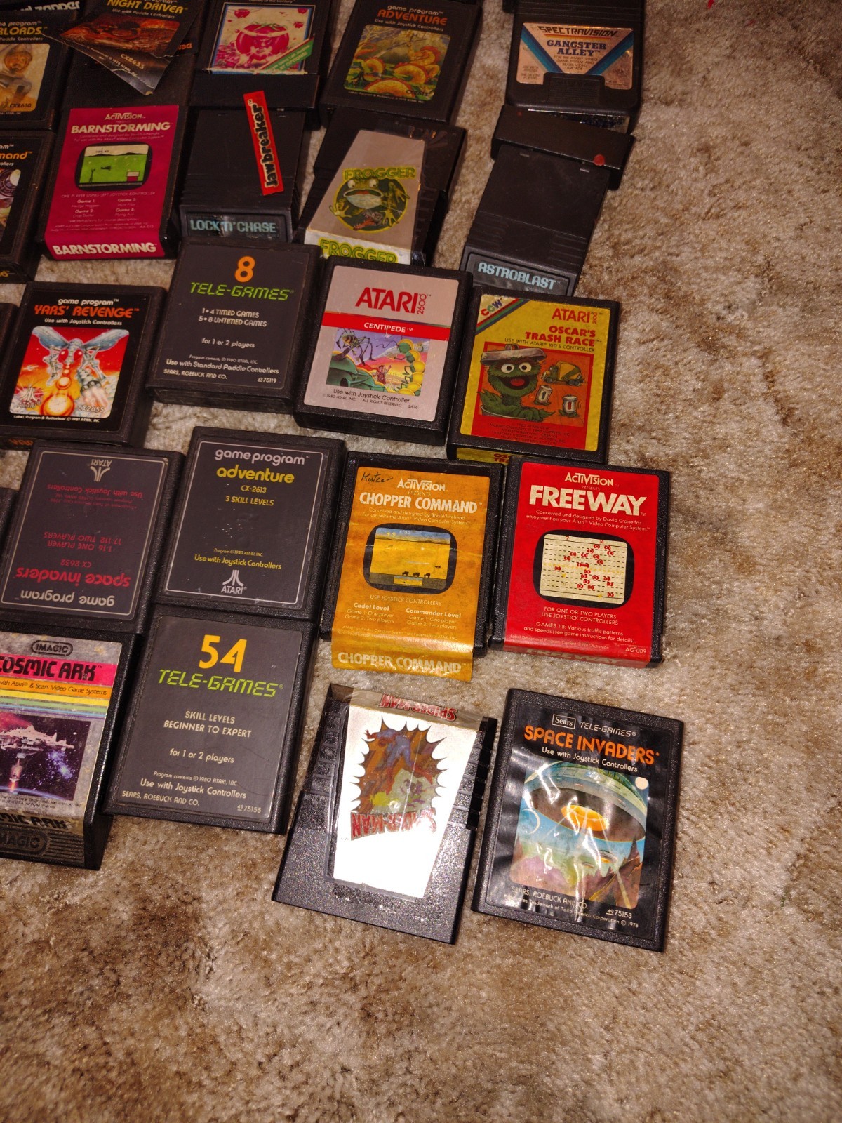 USED UNTESTED Huge Assorted Atari 50+ Video Game Console & Game Lot 80s Joystick