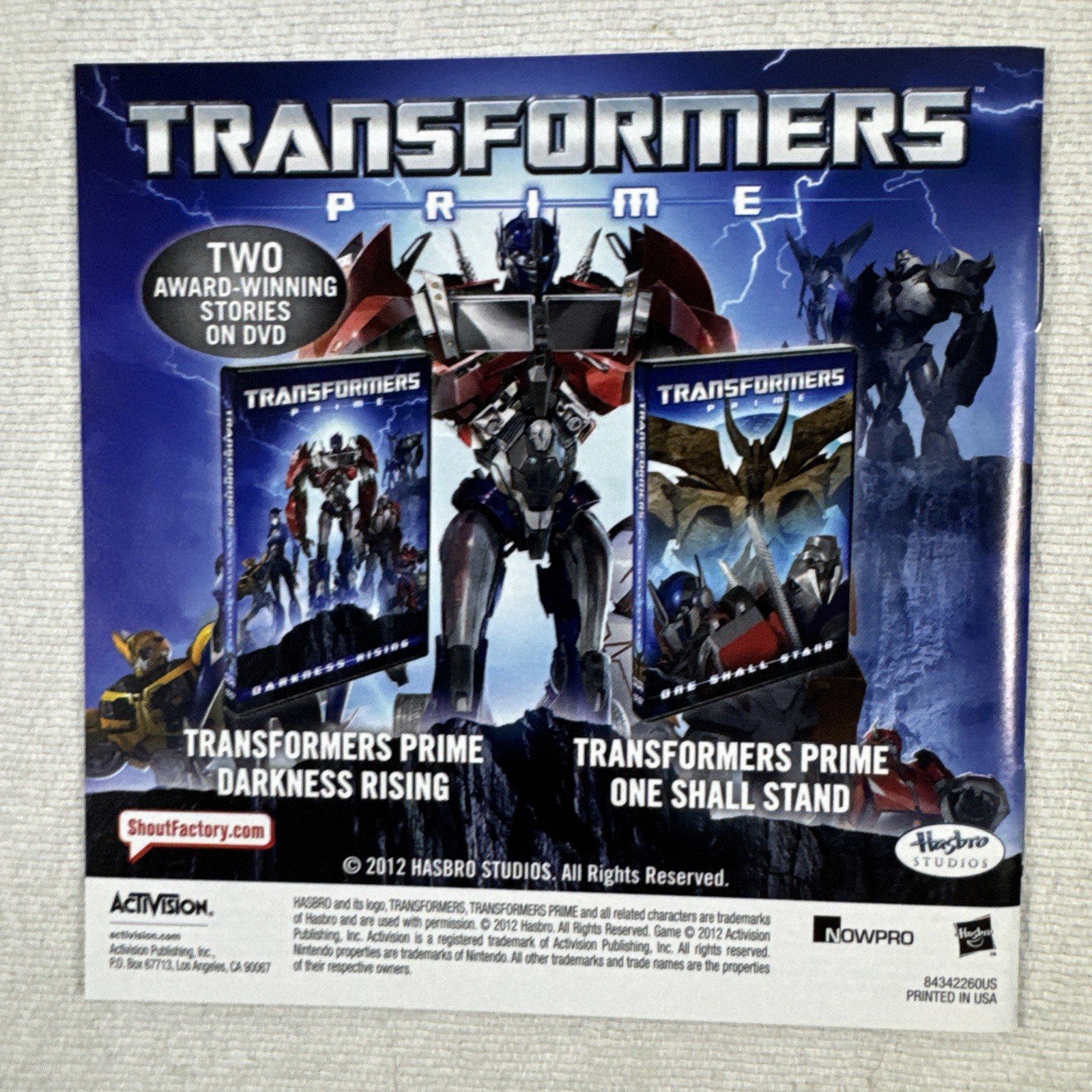 Transformers Prime: The Game (Nintendo 3DS, 2012) COMPLETE CIB NICE!!