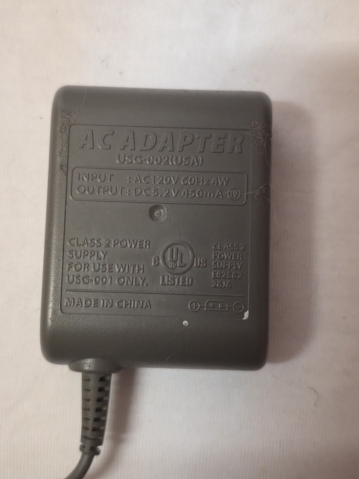Oem Nintendo AC Adapter Power Cord USG-002 D151140. Grey. Tested Working
