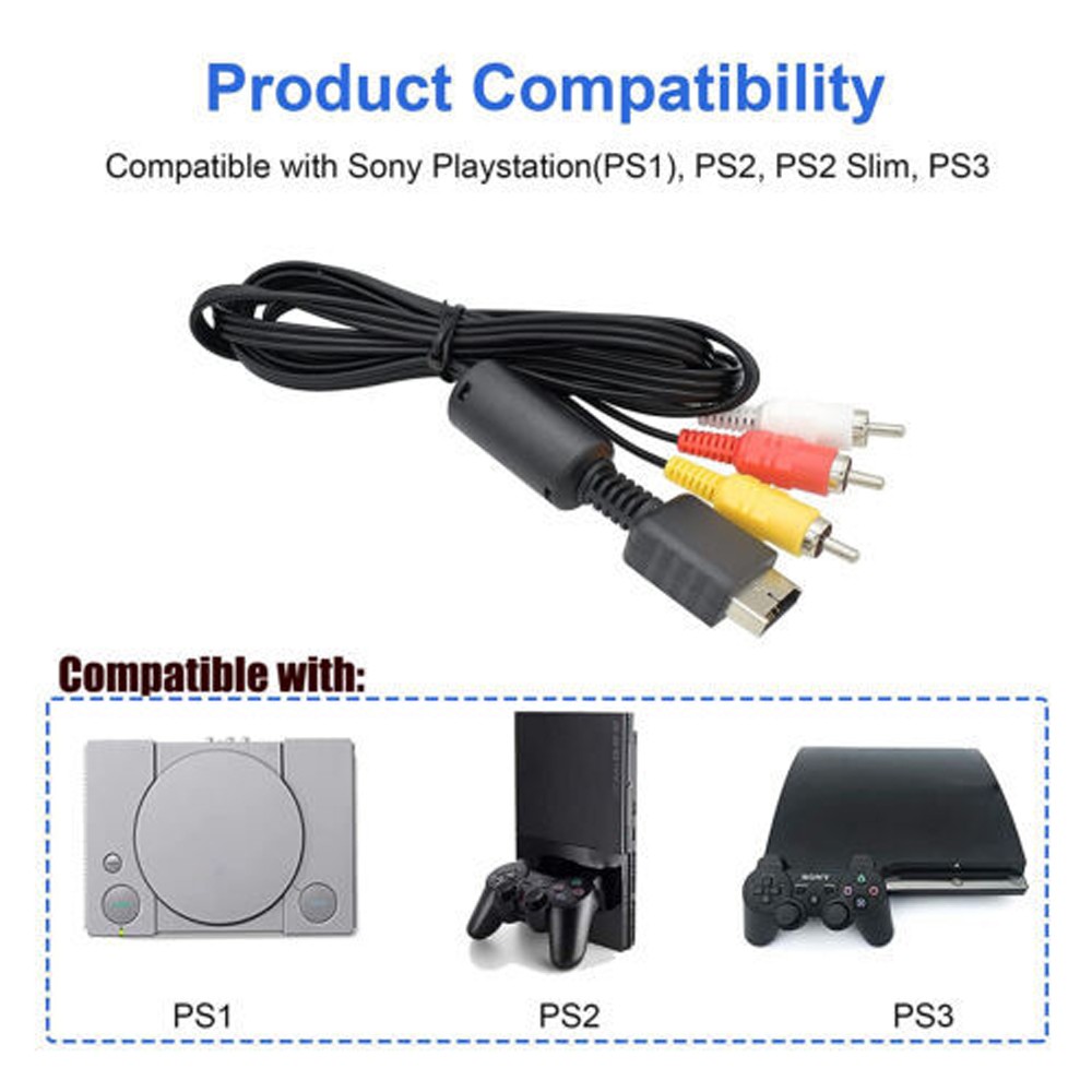NEW AV Video RCA Composite Cable Cord Sony Playstation PS1 PS2 PS3 20Pack