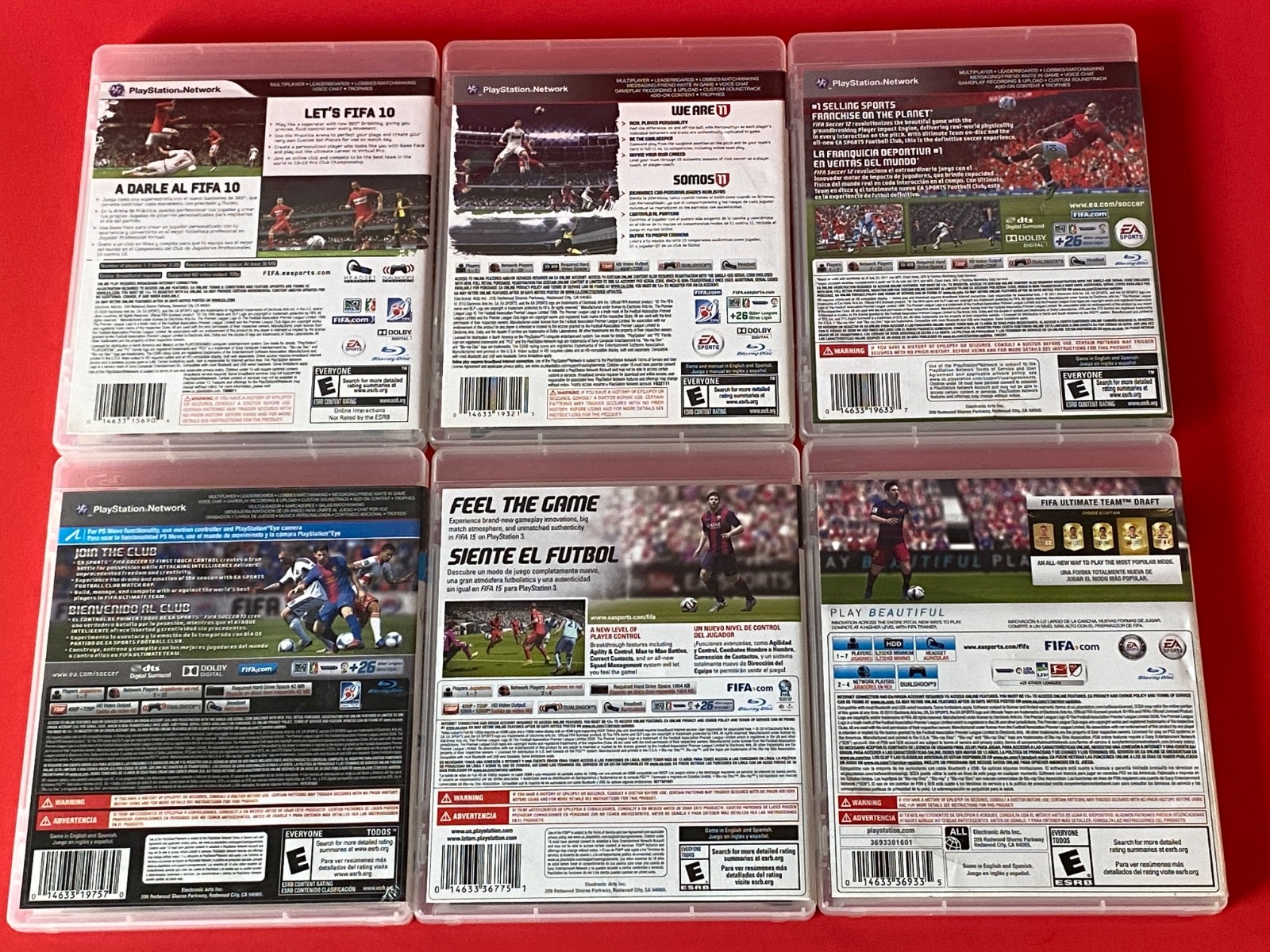 FIFA Soccer 10, 11, 12, 13, 15, 16 Sony PlayStation 3 PS3 Lot of 6 Tested Clean