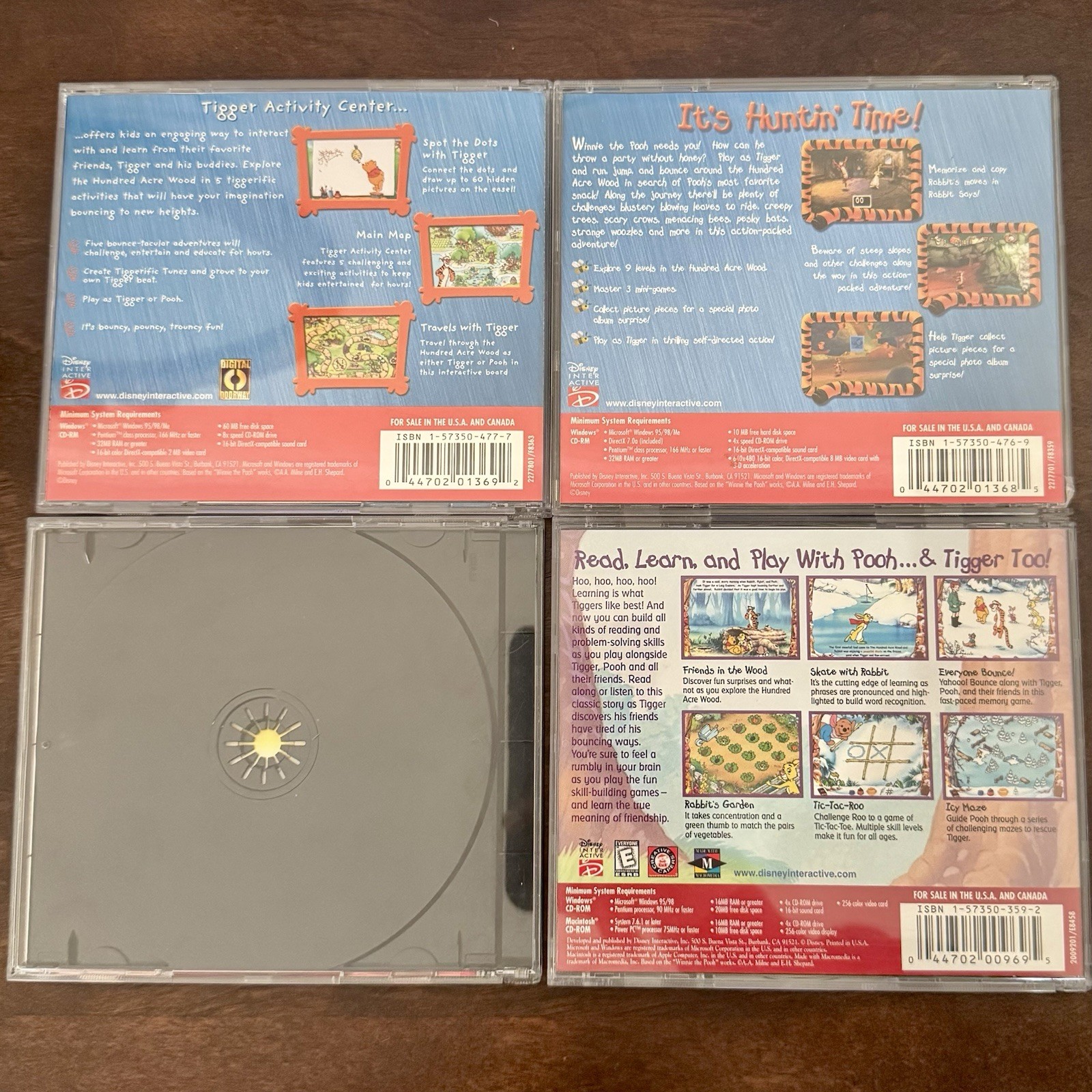 Vintage 2000s CD-ROM Games Disney Winnie The Pooh & Caillou Lot of 4 Discs/Cases