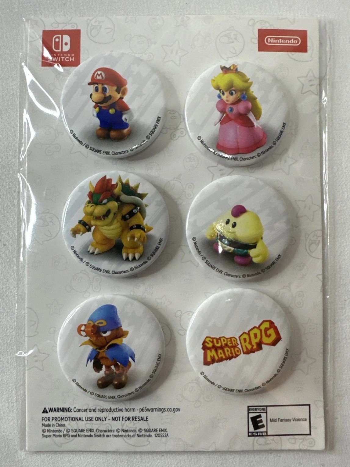 Super Mario RPG 6 Button Pin Set Gamestop Exclusive NEW Nintendo Switch