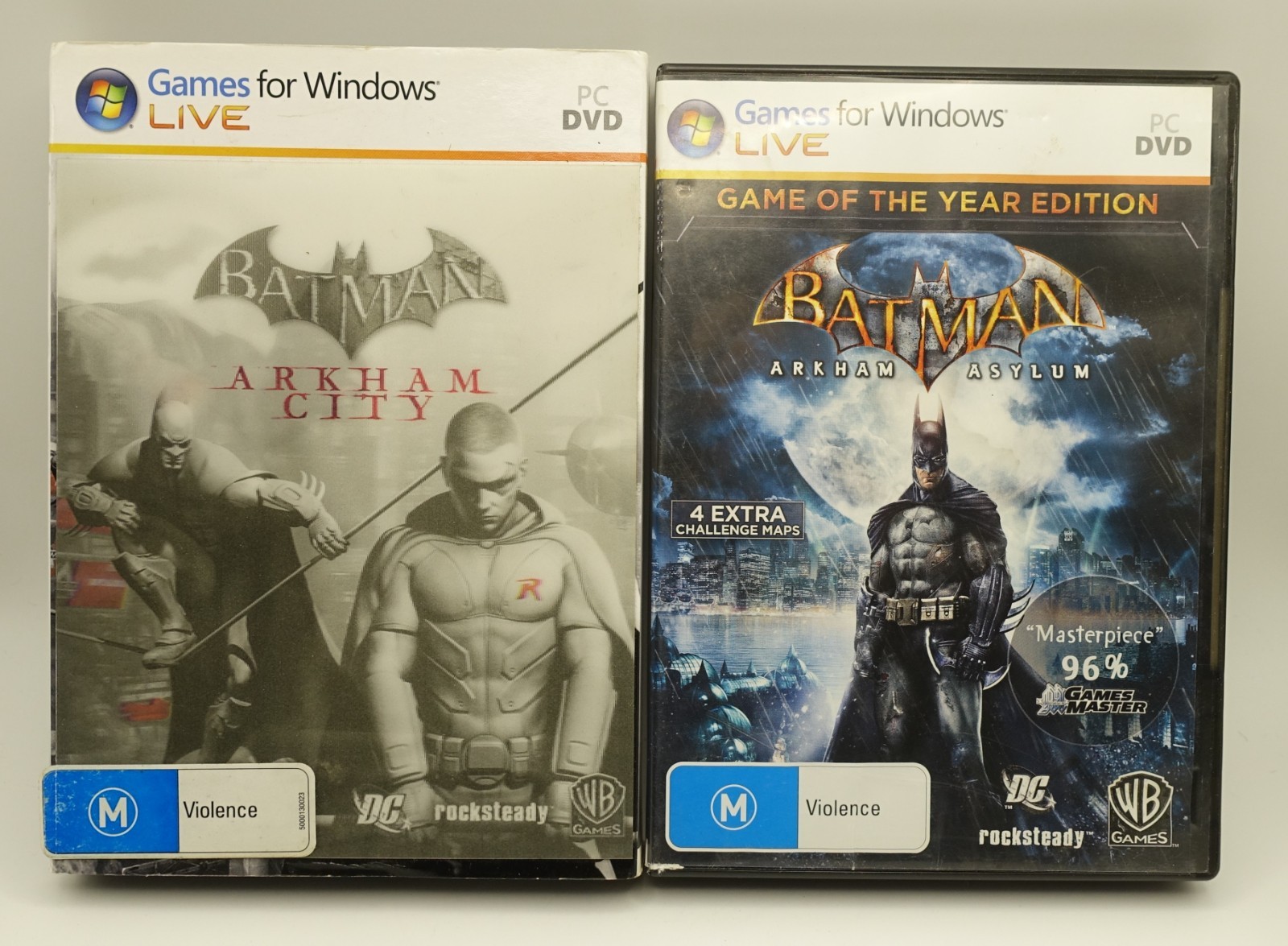 Batman Arkham Asylum GOTY + Arkham City PC DVD Complete With Manuals