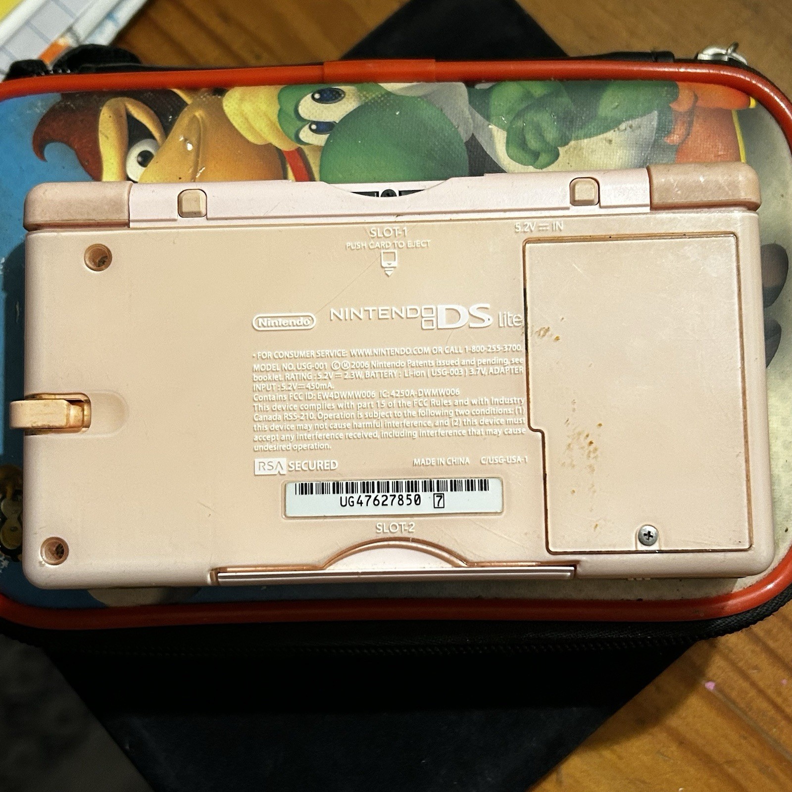 Nintendo DS Pink Handheld System. Working!! NO CHARGER!! Case & Game Included