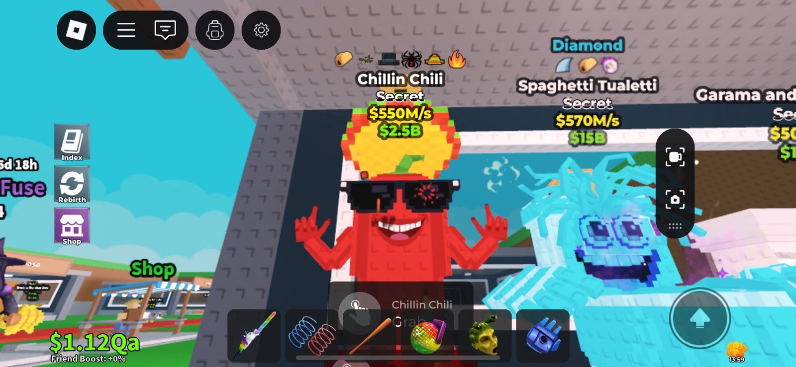 Limited edition 550 million per second chillin chilli in steal a brainrot