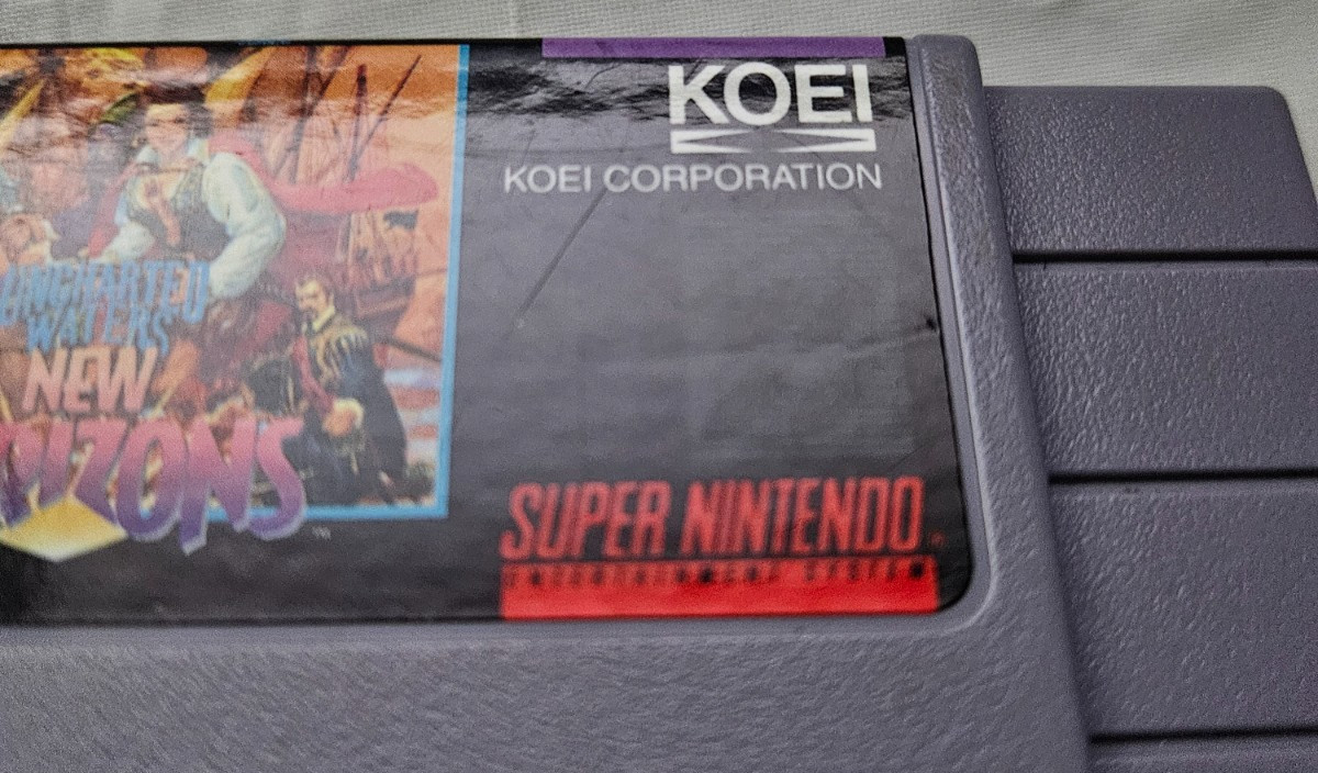 Uncharted Waters New Horizons Authentic SNES Super Nintendo New Battery 1995