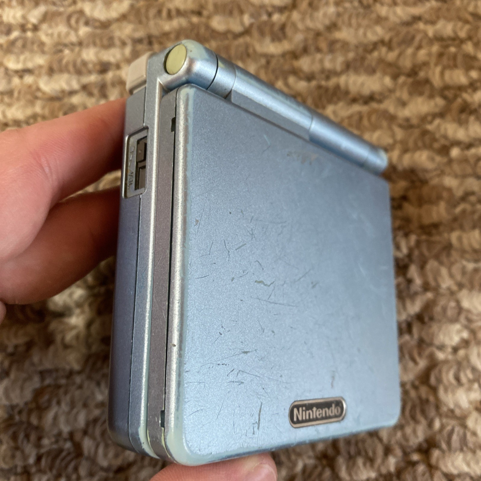 Nintendo Game Boy Advance SP AGS-101 Pearl Blue Handheld Console with Charger