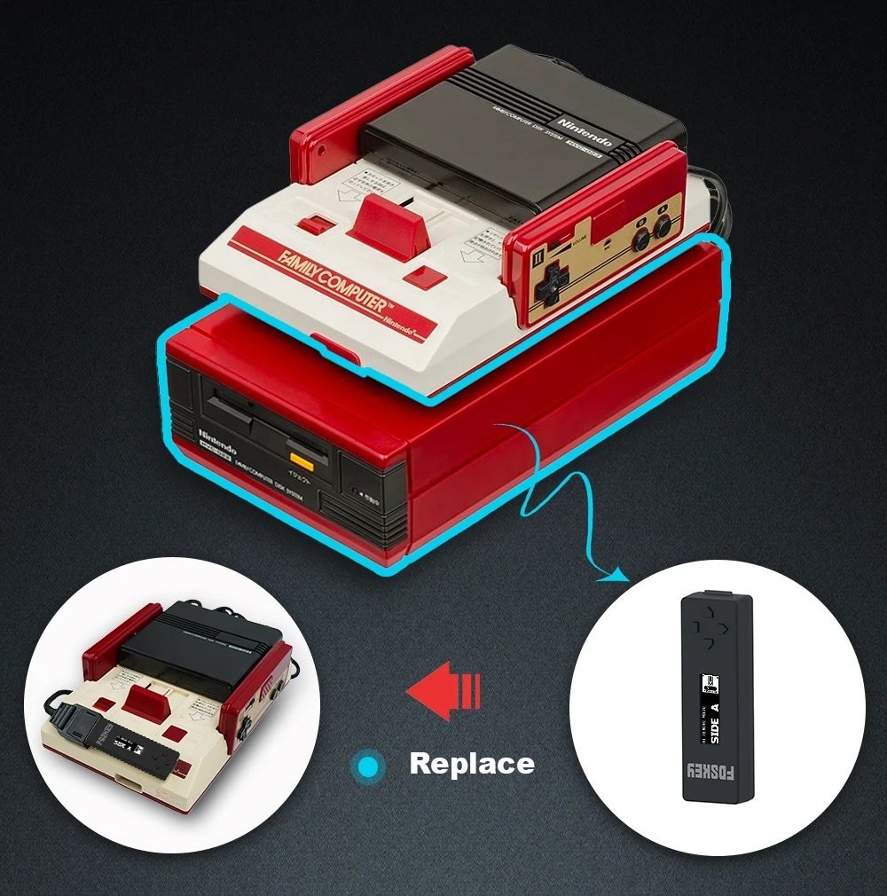 FDSKey Drive Emulator For Nintendo Famicom Disk System SD Card OLED Screen