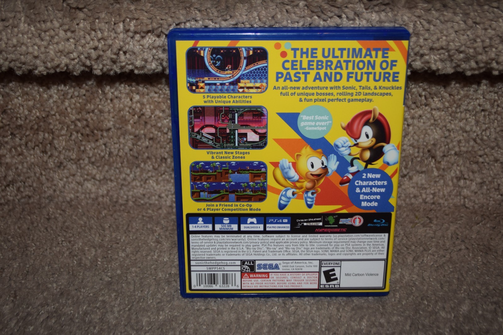 Sonic Mania Plus Sega PS4 Playstation 4 case, disc, paperwork