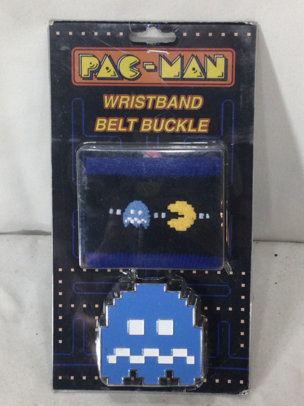 NEW 2010 Pacman Pac-Man Wristband Belt Buckle Atari Video Game Set Sealed FREESP