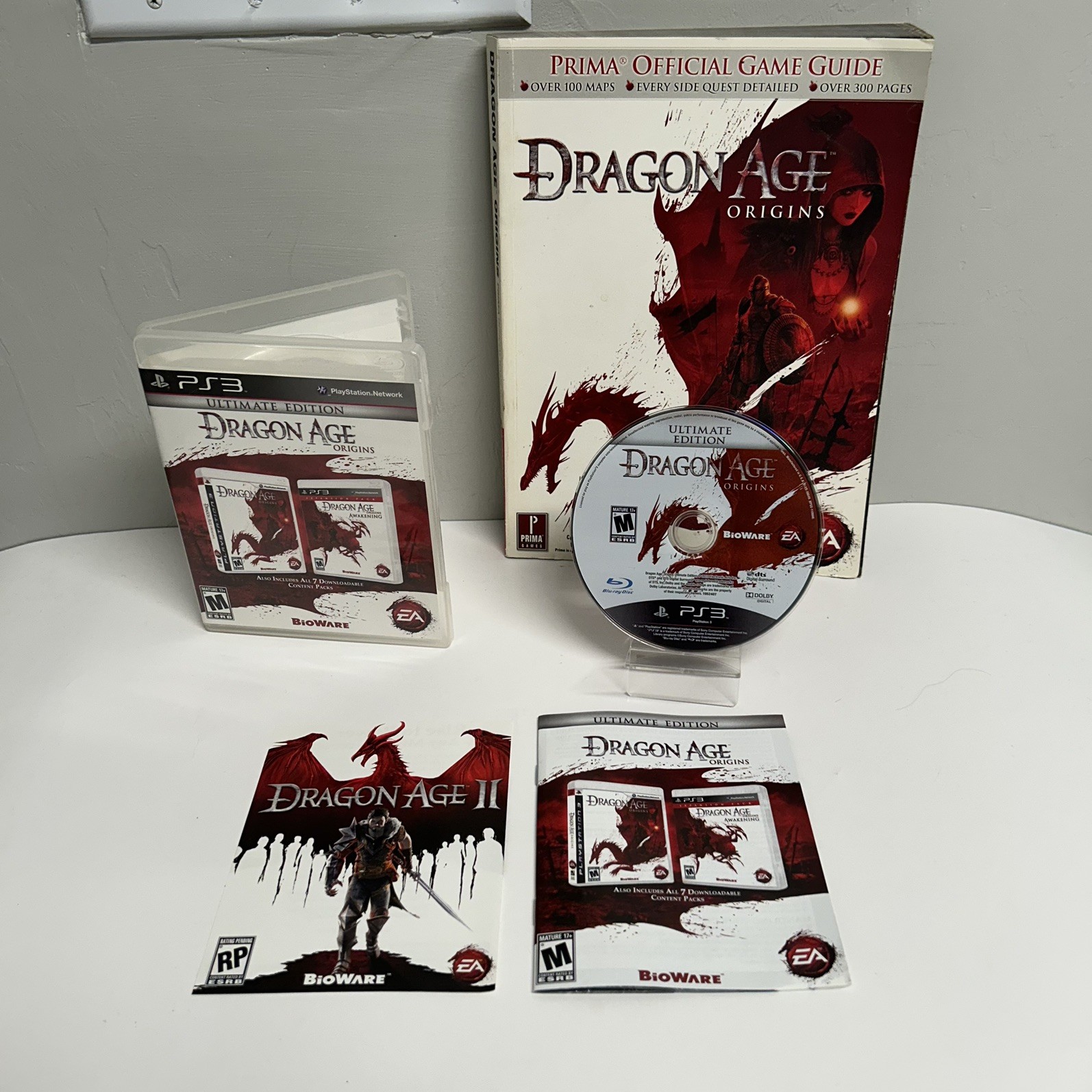Dragon Age: Origins (Sony Playstation 3, 2009) PS3 CIB W/ Official Game Guide