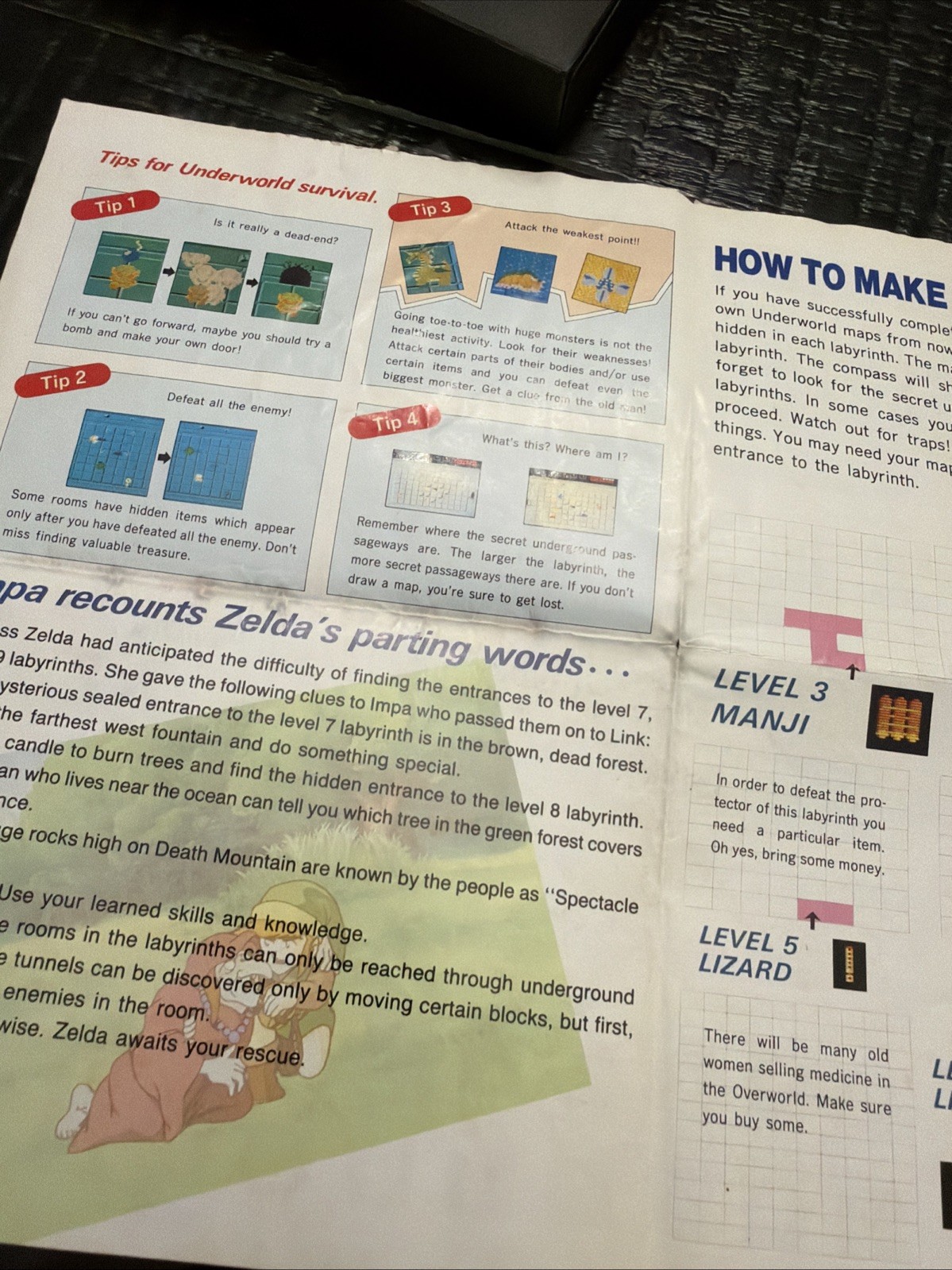 The Legend of Zelda (Nintendo NES 1987) – Manual & Map w/ Sleeve