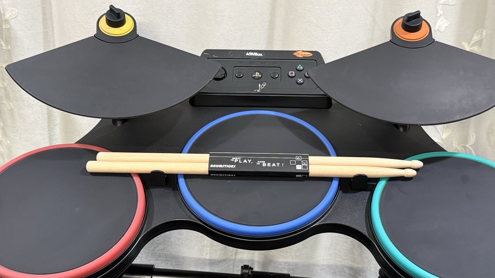 PS3 Guitar Hero World Tour Band DRUM KIT SET Lot Drums Guitar Dongles Mic Game