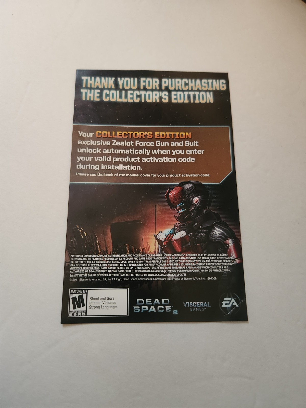 Dead Space 2: Collector’s Edition (PC, 2011). Unopened Game & Plasma Cutter.