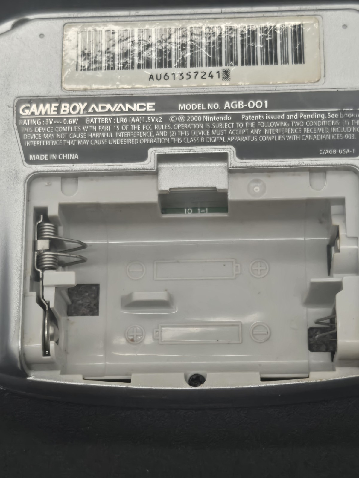 Nintendo Game Boy Advance Handheld System AGB-001 Silver Tested & Working
