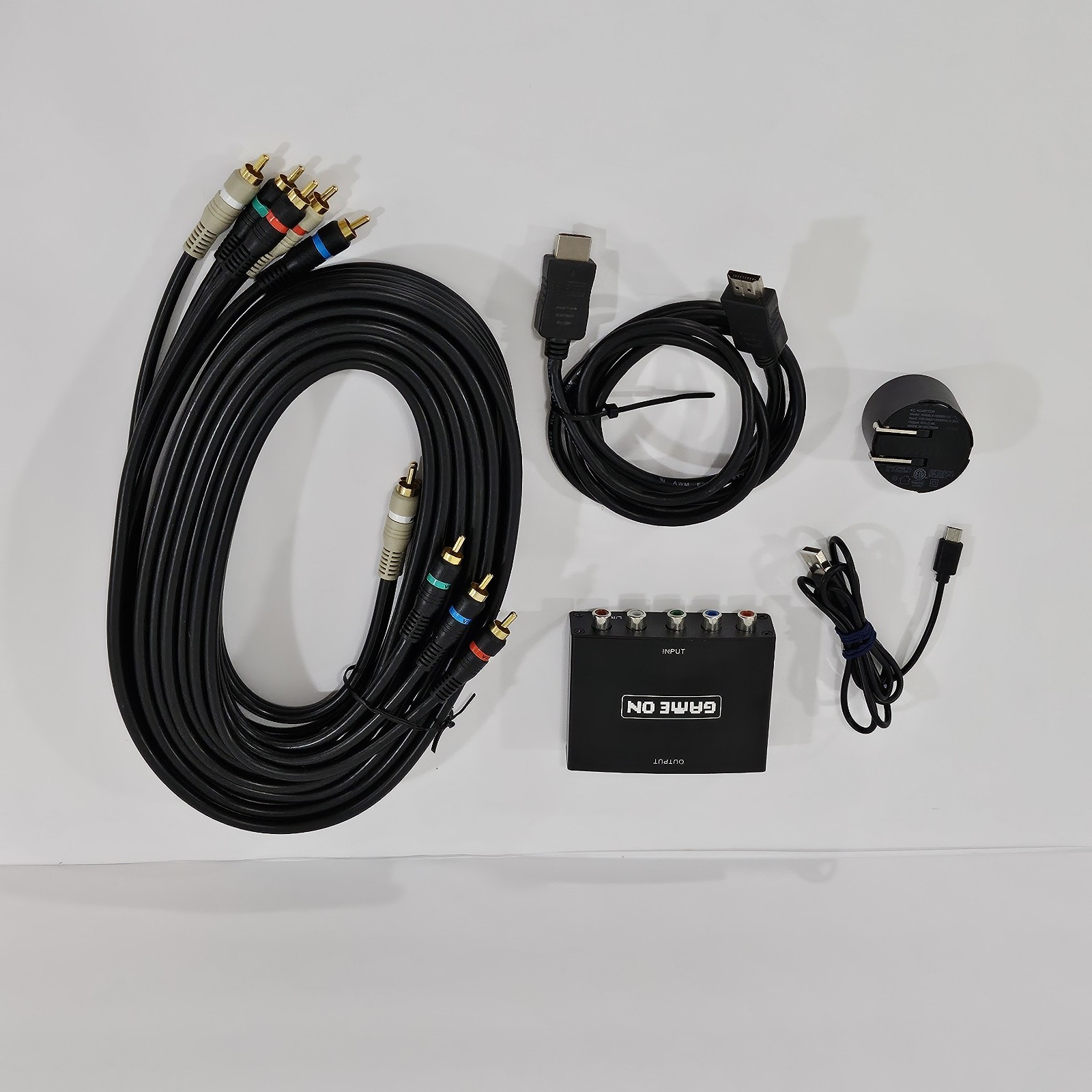 Game On Component to HDMI Converter + RCA Cables Lot Retro Gaming PS2 Wii Xbox