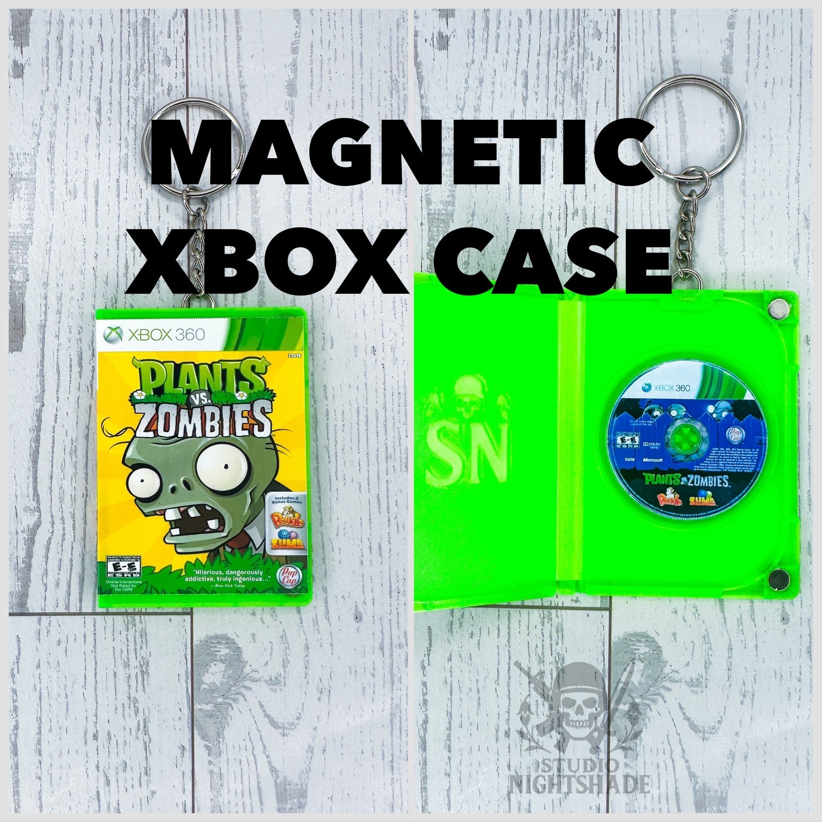 Plants Vs Zombies mini XBOX 360 video game case keychain Functional Disc
