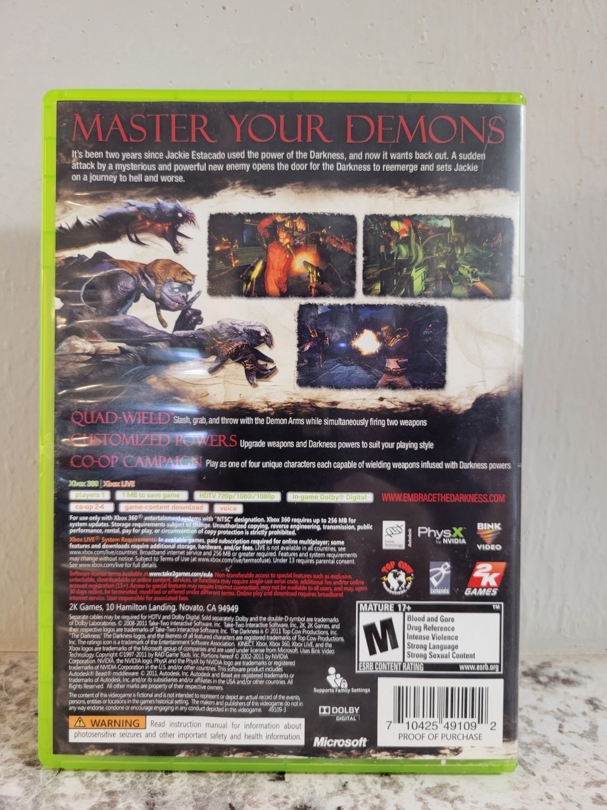 The Darkness II 2 (Microsoft Xbox 360, 2012) CIB RARE FAST SAME DAY SHIPPING