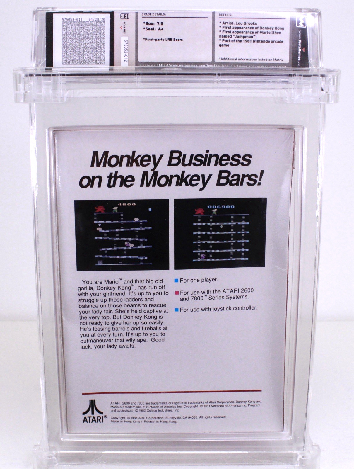Donkey Kong DK Atari Corporation 2600 New 1988 Hong Kong Sealed WATA PSA 7.5 A+