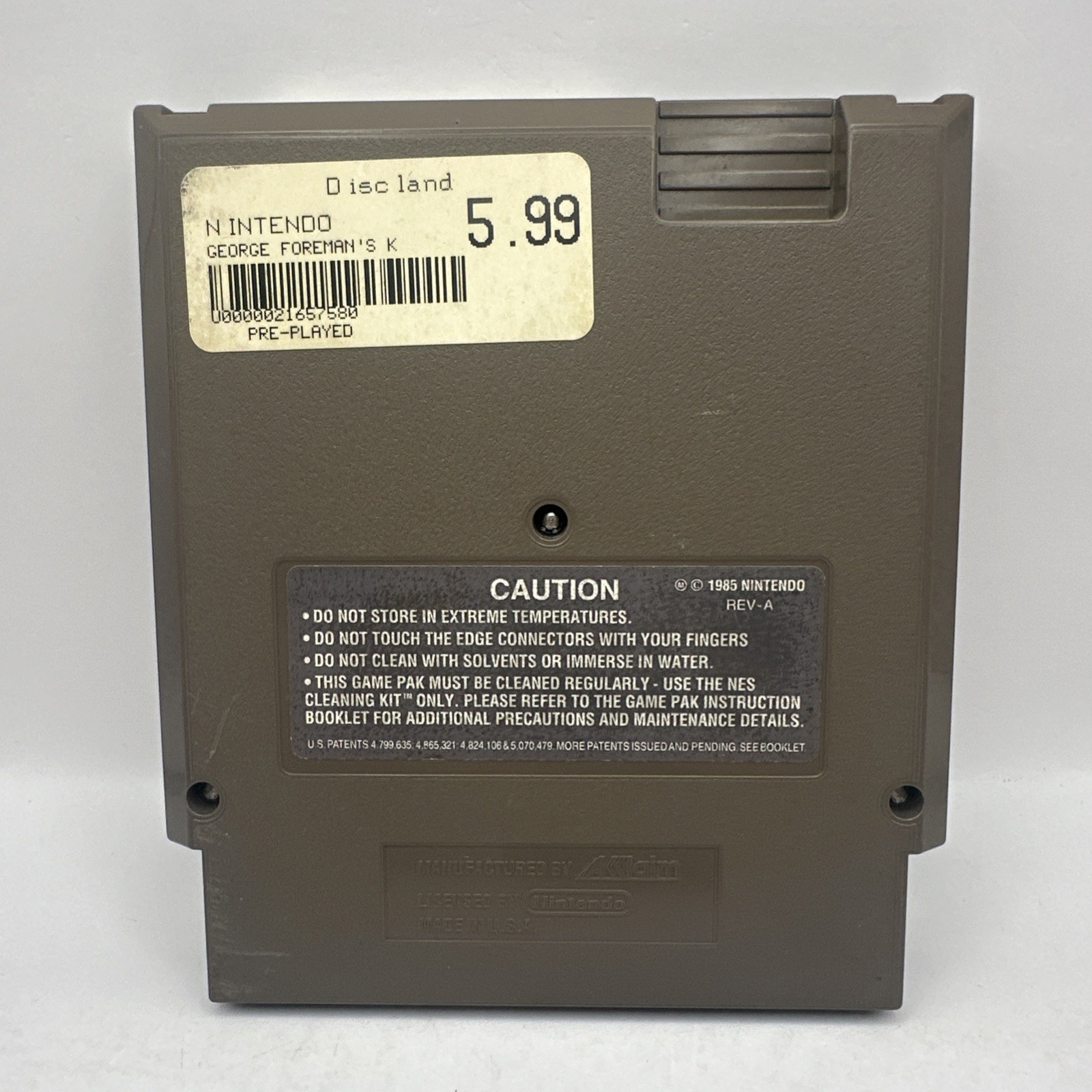 George Foreman’s KO Boxing Nintendo NES Game Cartridge