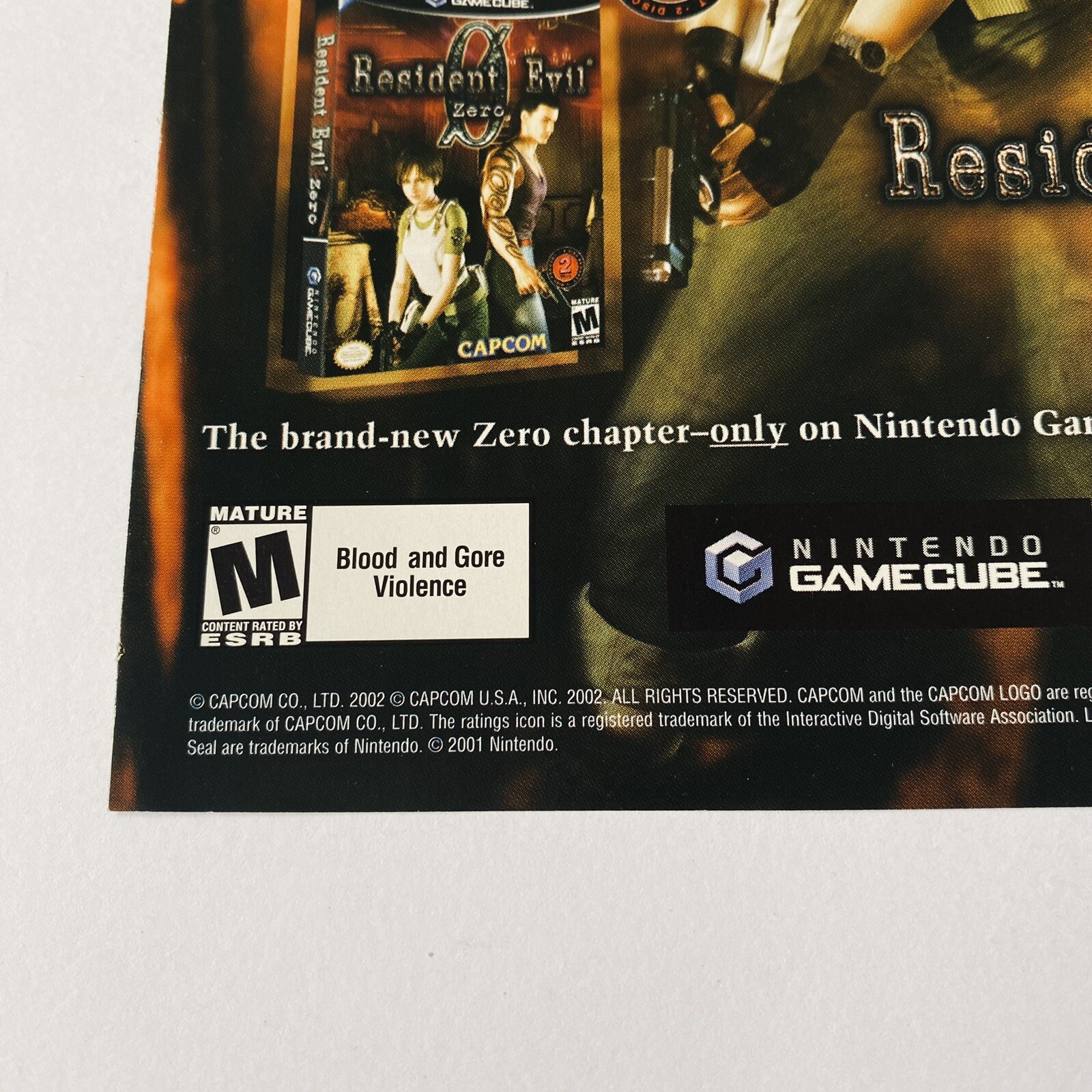 Resident Evil Nintendo GameCube Game Promo Poster Capcom 2000s Rare Print Ad