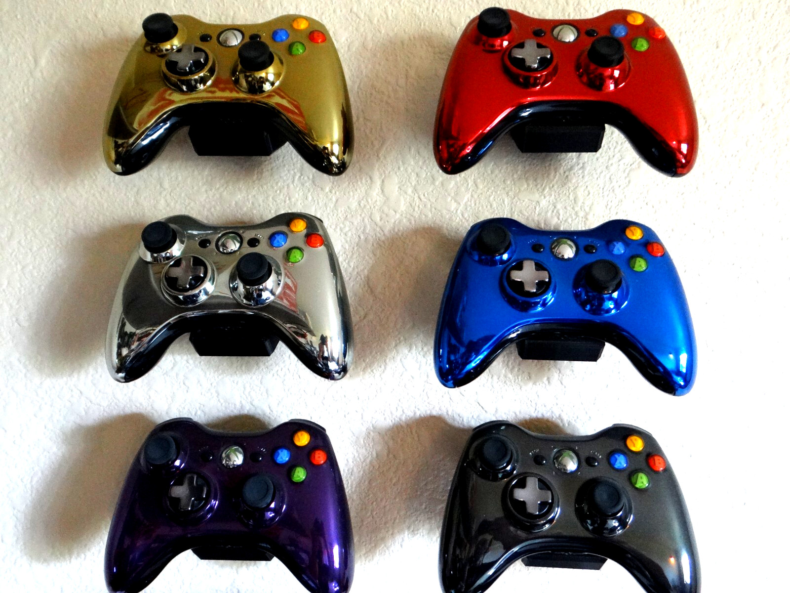 New Chrome Limited Edition Controller Full Set 6 Wall Hangers Xbox 360 lot of 6