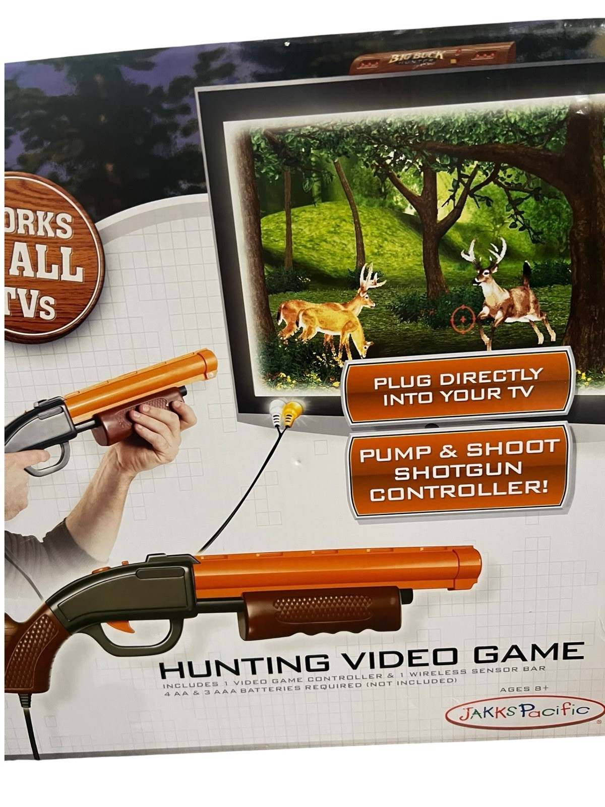 Big Buck Hunter Pro JAKKS Plug & Play TV Game Orange Shotgun | New