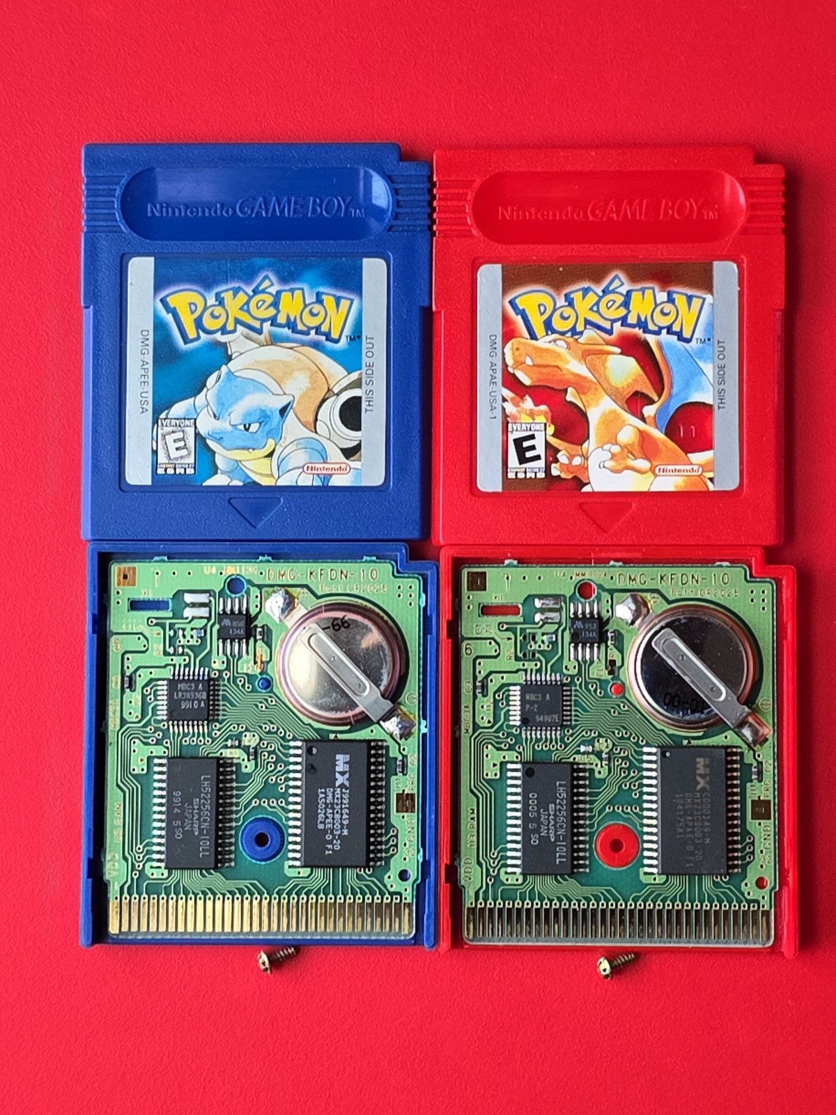 Game Boy Pokemon Blue Red Nintendo GB Original Lot 2 Games Authentic Saves