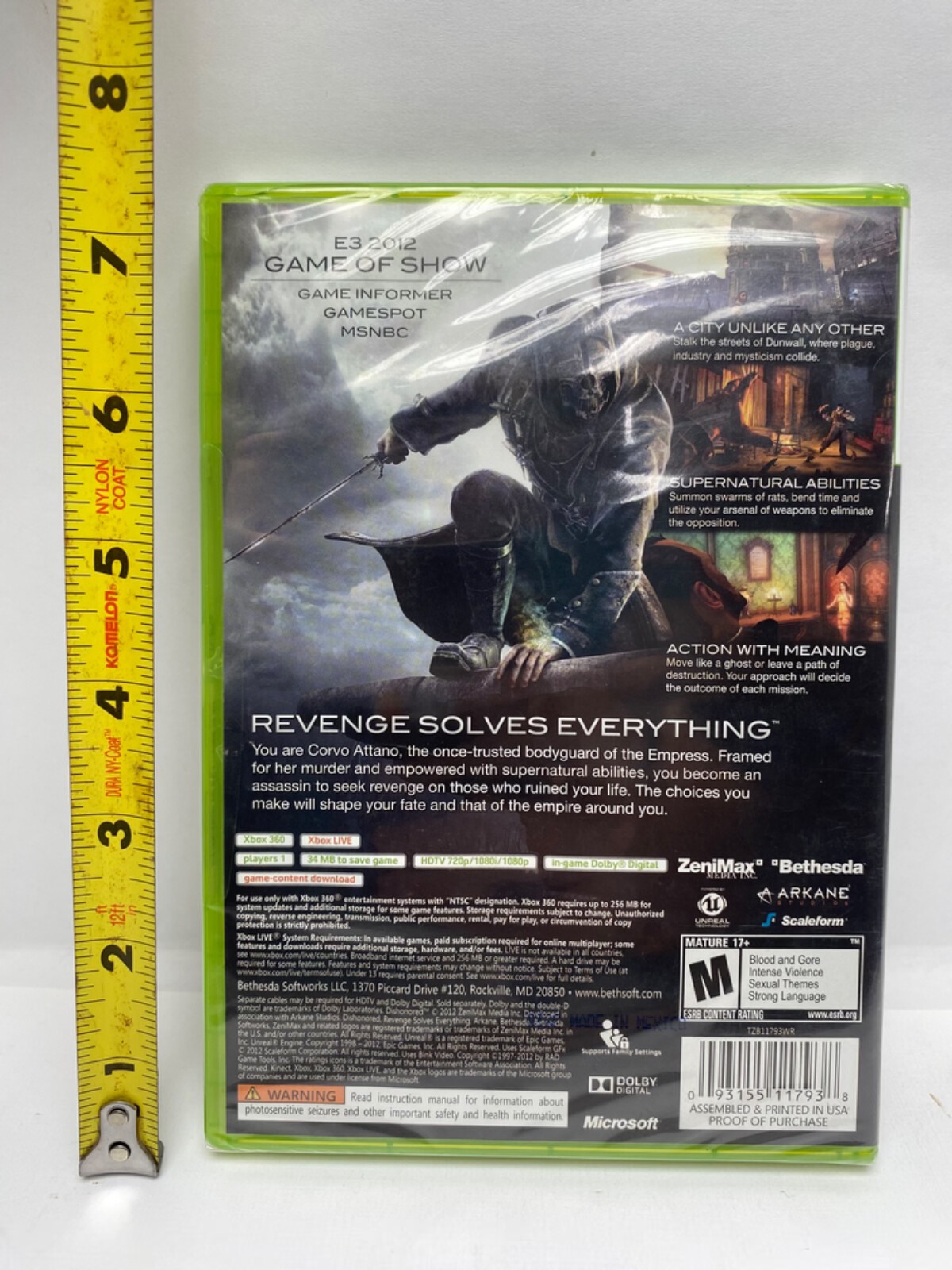 2012 Dishonored Microsoft Xbox 360 video game sealed new in box Arkane Studios