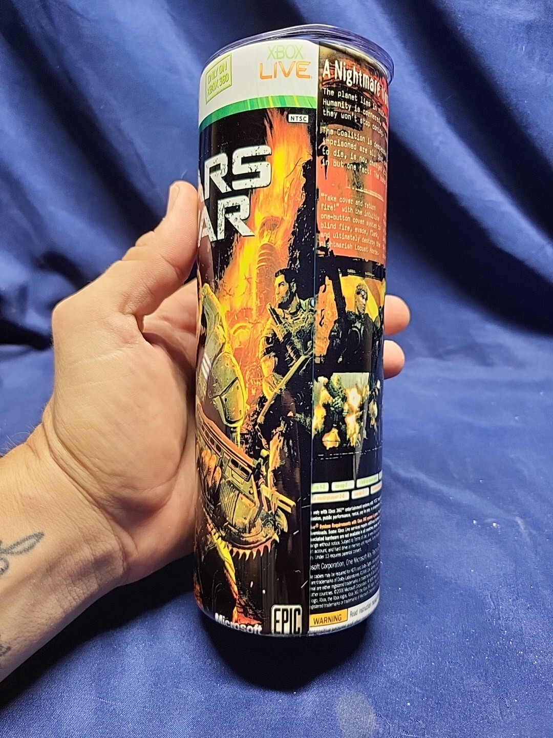 Gears of War (Microsoft Xbox 360, 2006) Artwork 20oz Sublimation Tumbler