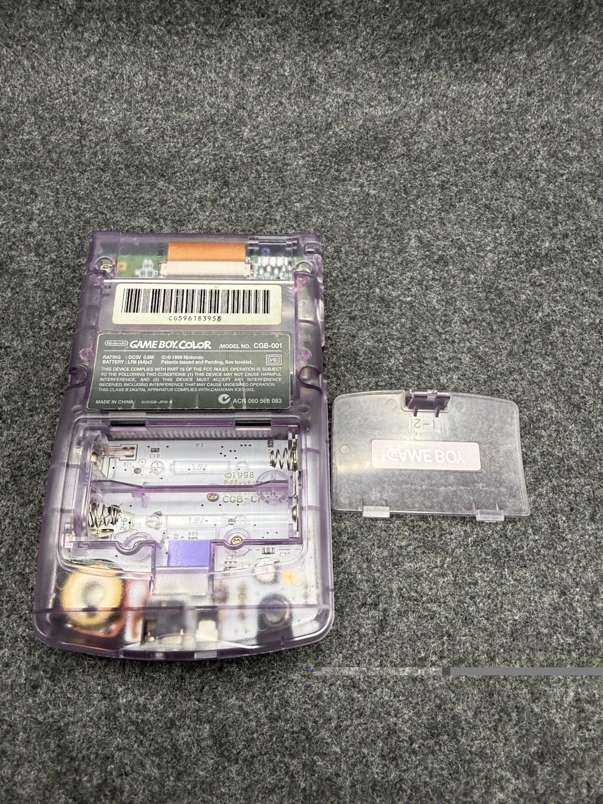 Nintendo Game Boy Color Atomic Purple CGB-001 Pokemon Lens & TESTED