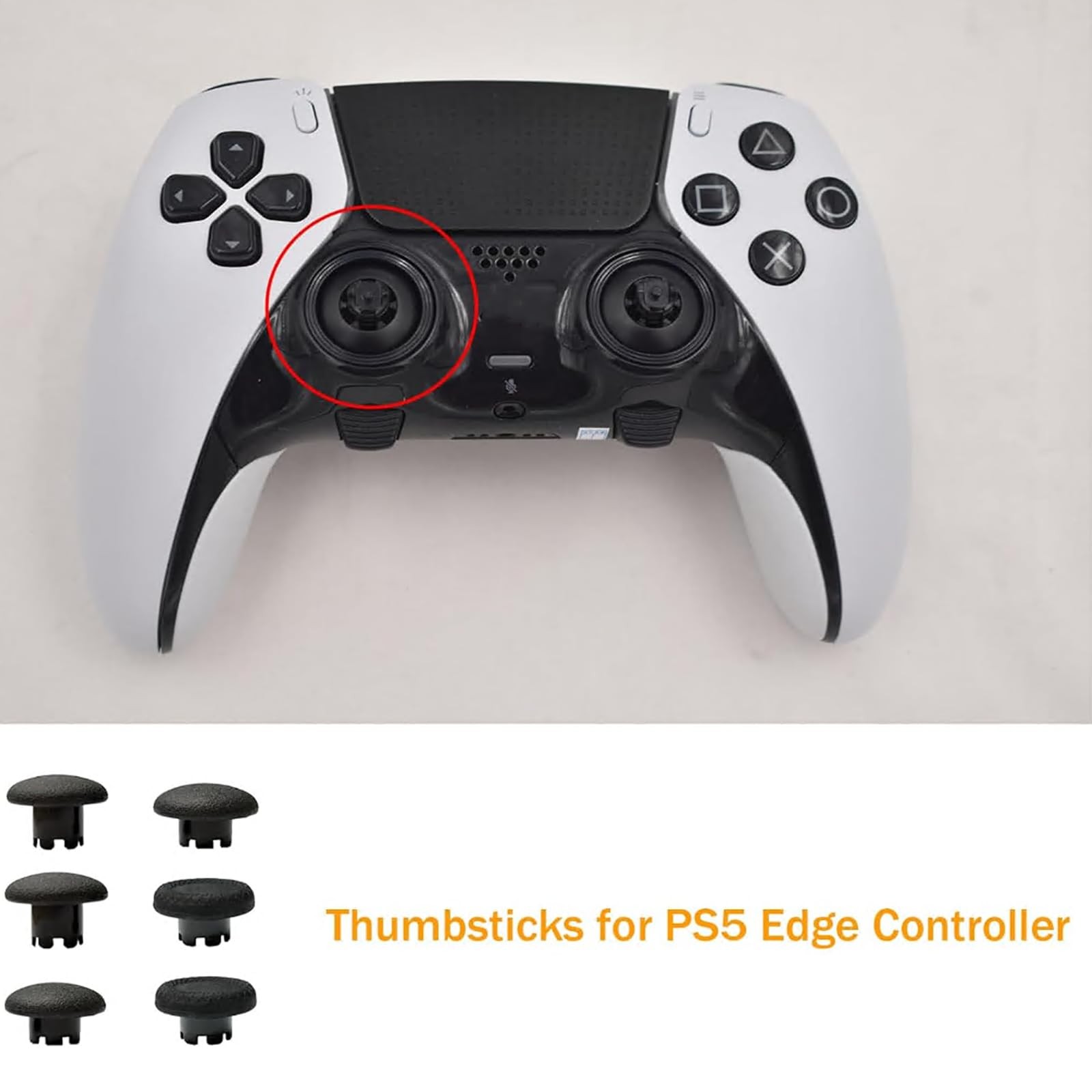Dualsense Thumbsticks for PS5 Edge Controller – Swappable Joystick Caps (Black)
