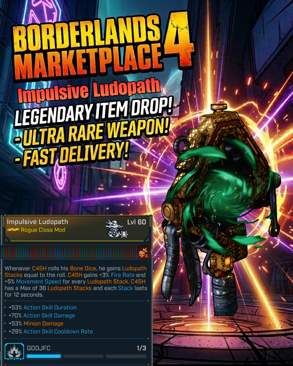 Borderlands 4⚡Modded Weapons Equipment 60 Level⚡PC-PS-XBOX⚡