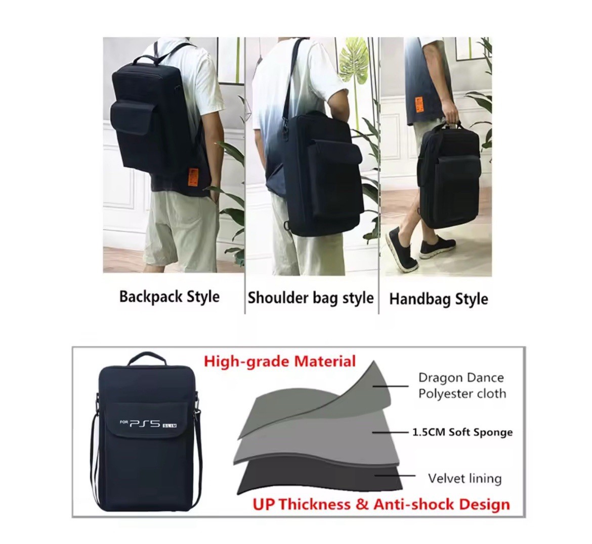 New PS5 Slim Carrying Case Portable Storage Shoulder Bag Backpack Protective