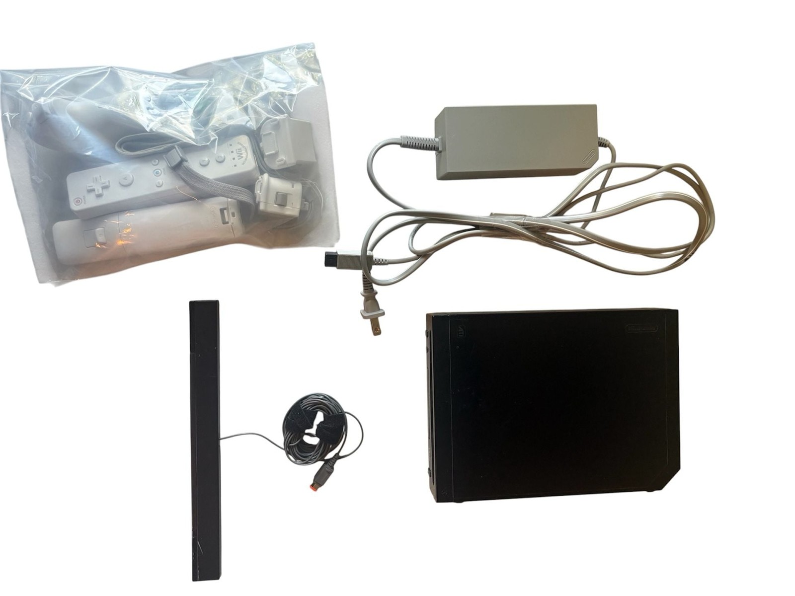 Nintendo Wii RVL-101 Black Console Bundle with Controllers and Sensor Bar